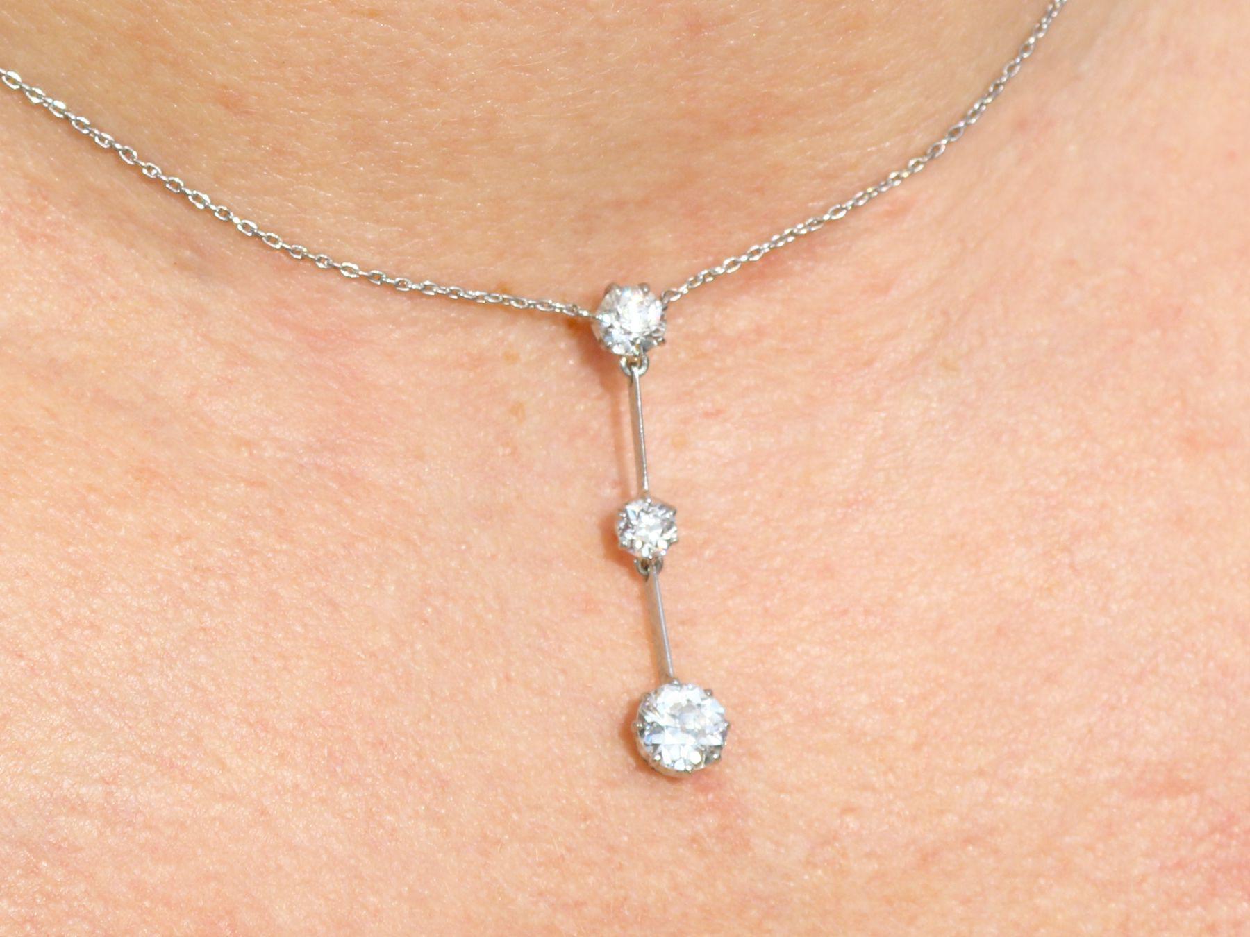Antique 1.74 Carat Diamond and Platinum Necklace For Sale 3