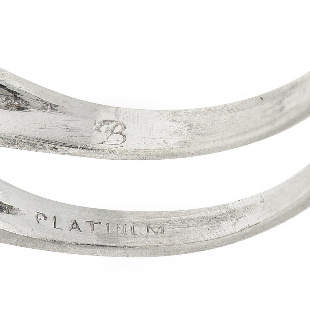 Old European Cut Antique 1.75 Carats Diamond Platinum Floral Laurel Engagement Ring For Sale