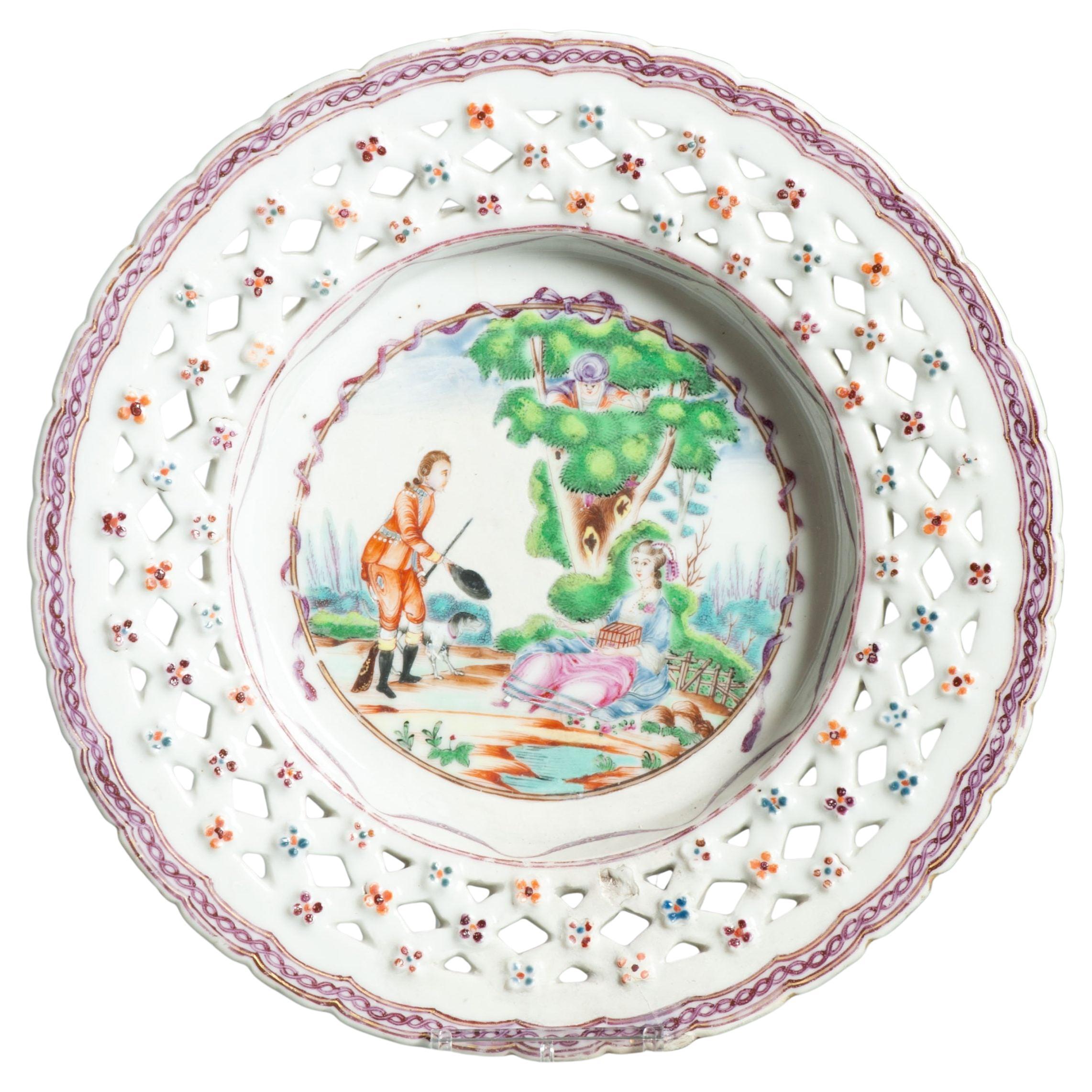 Antique 1750-1770 Chinese Porcelain Mandarin Rose China Qianlong Period For Sale