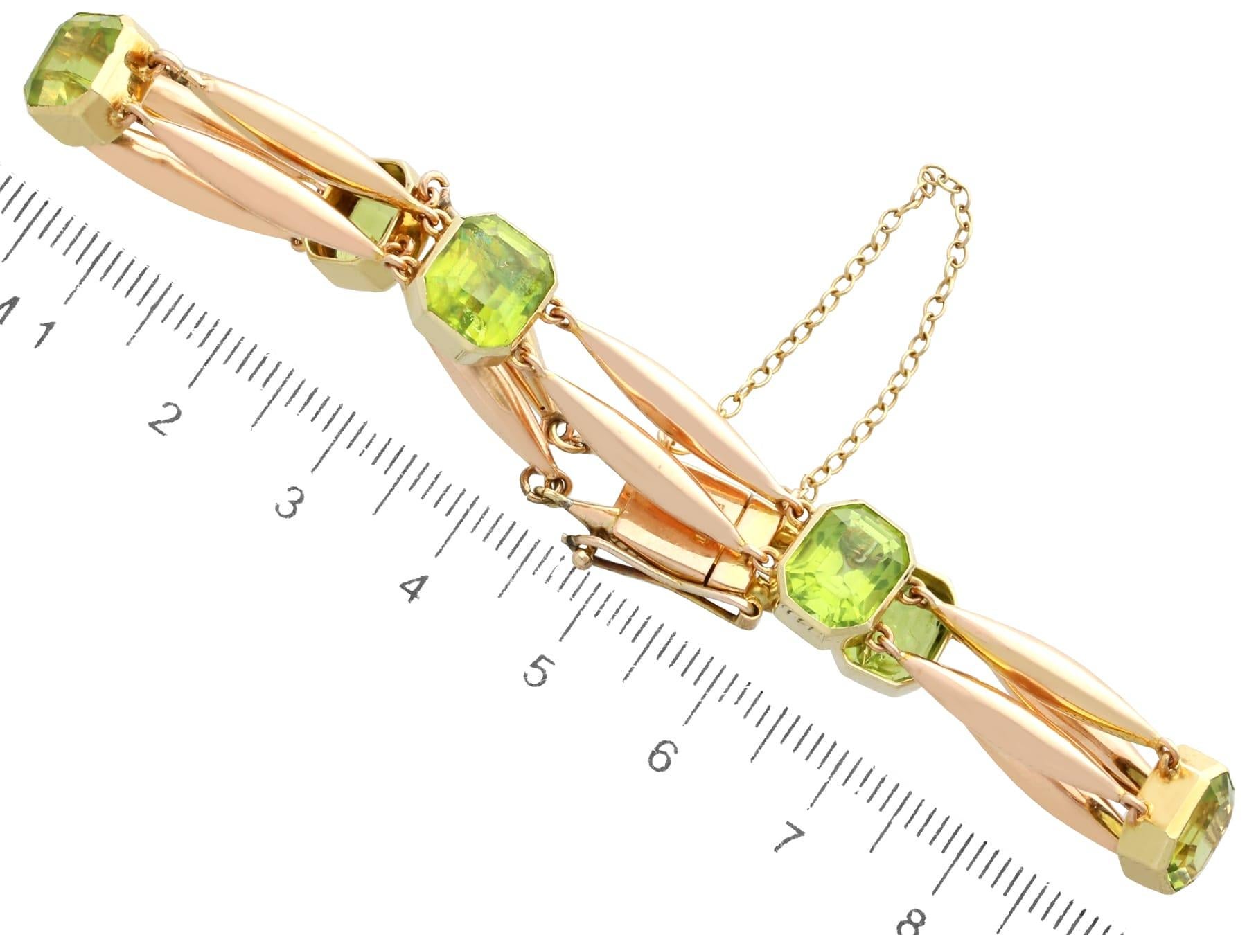 Antique 17.50ct Peridot and Rose Gold Bracelet For Sale 2