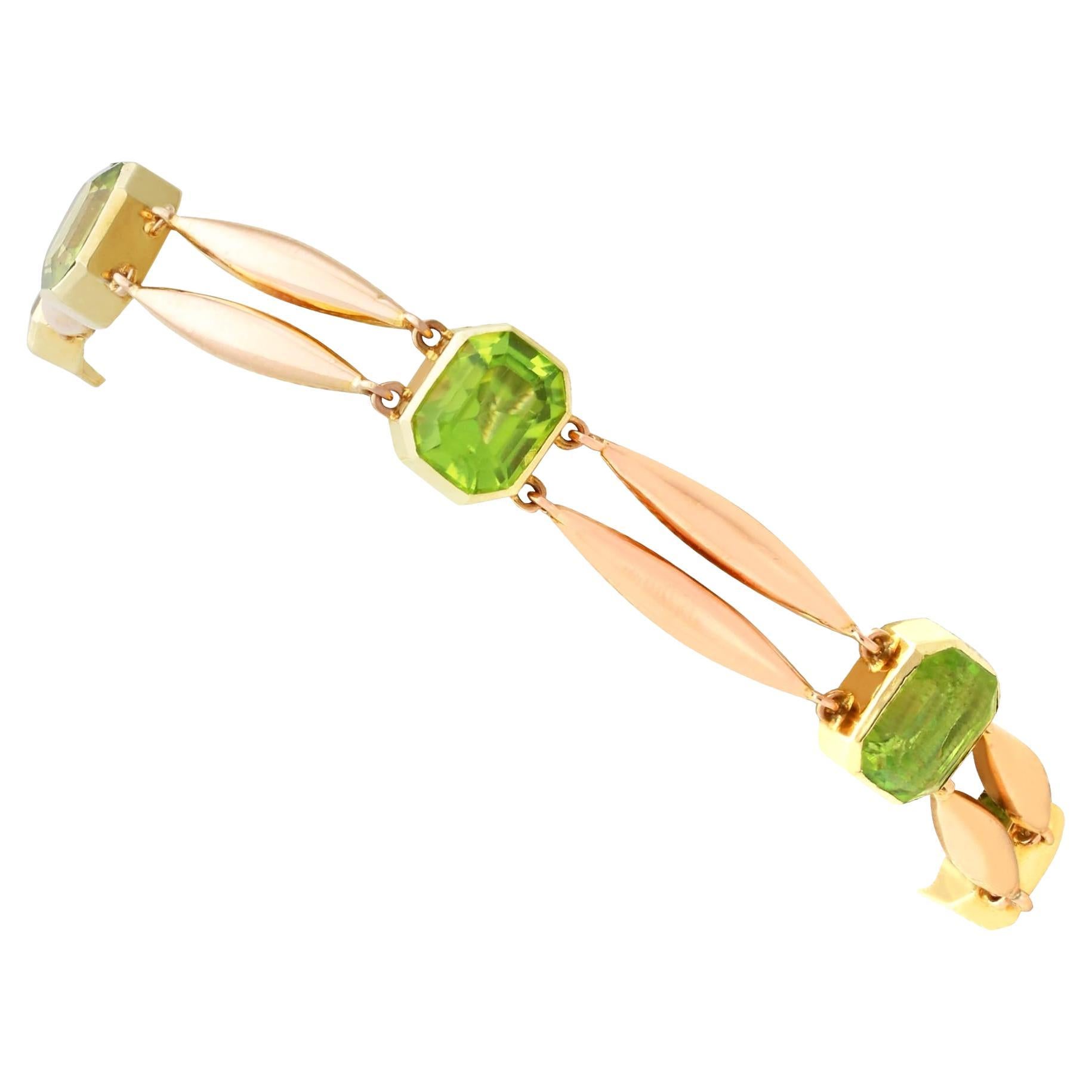 Antique 17.50ct Peridot and Rose Gold Bracelet For Sale