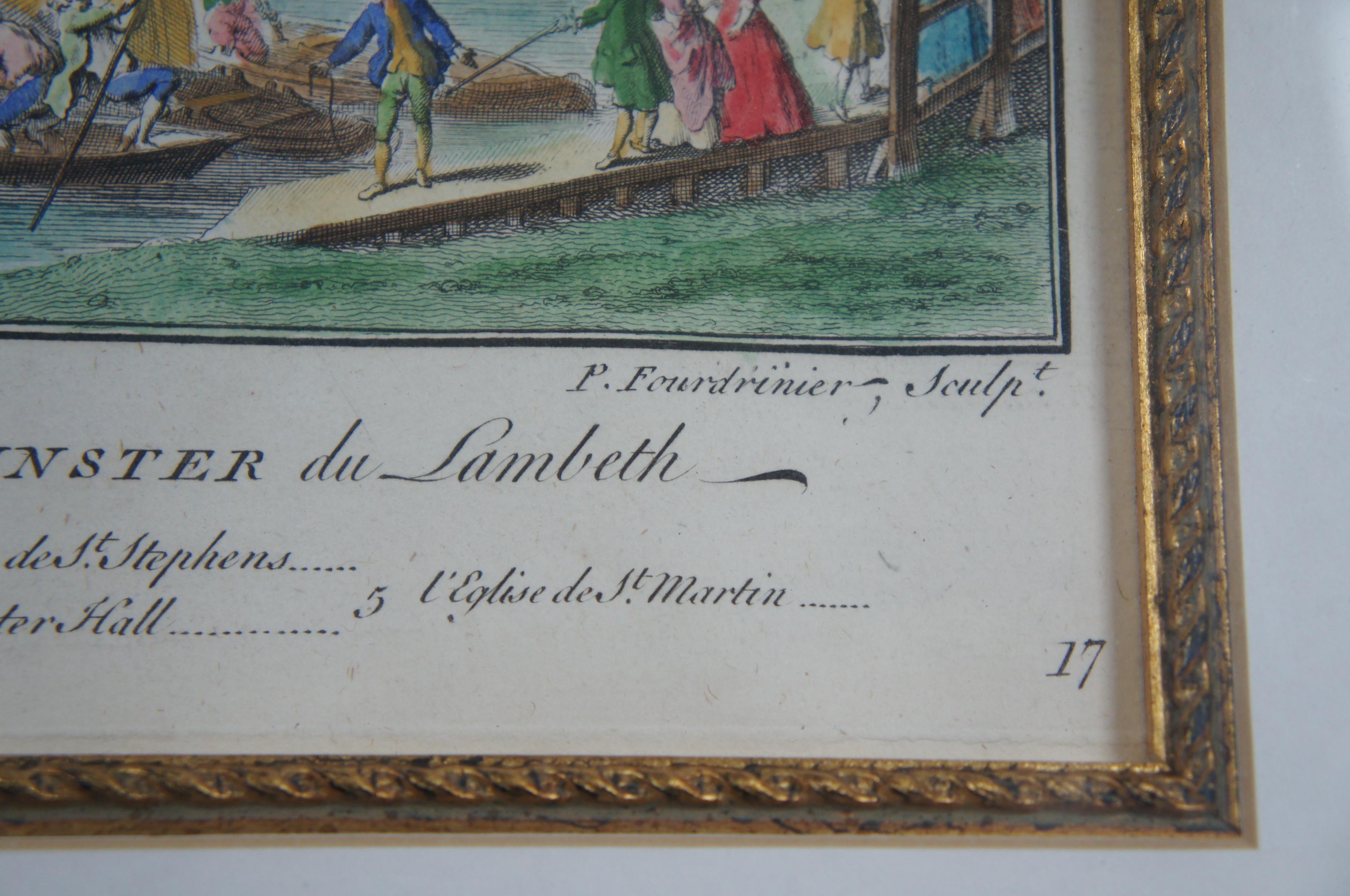 Antique 1755 Copperplate Engraving Westminster Bridge Lambeth Survey of London In Good Condition For Sale In Dayton, OH