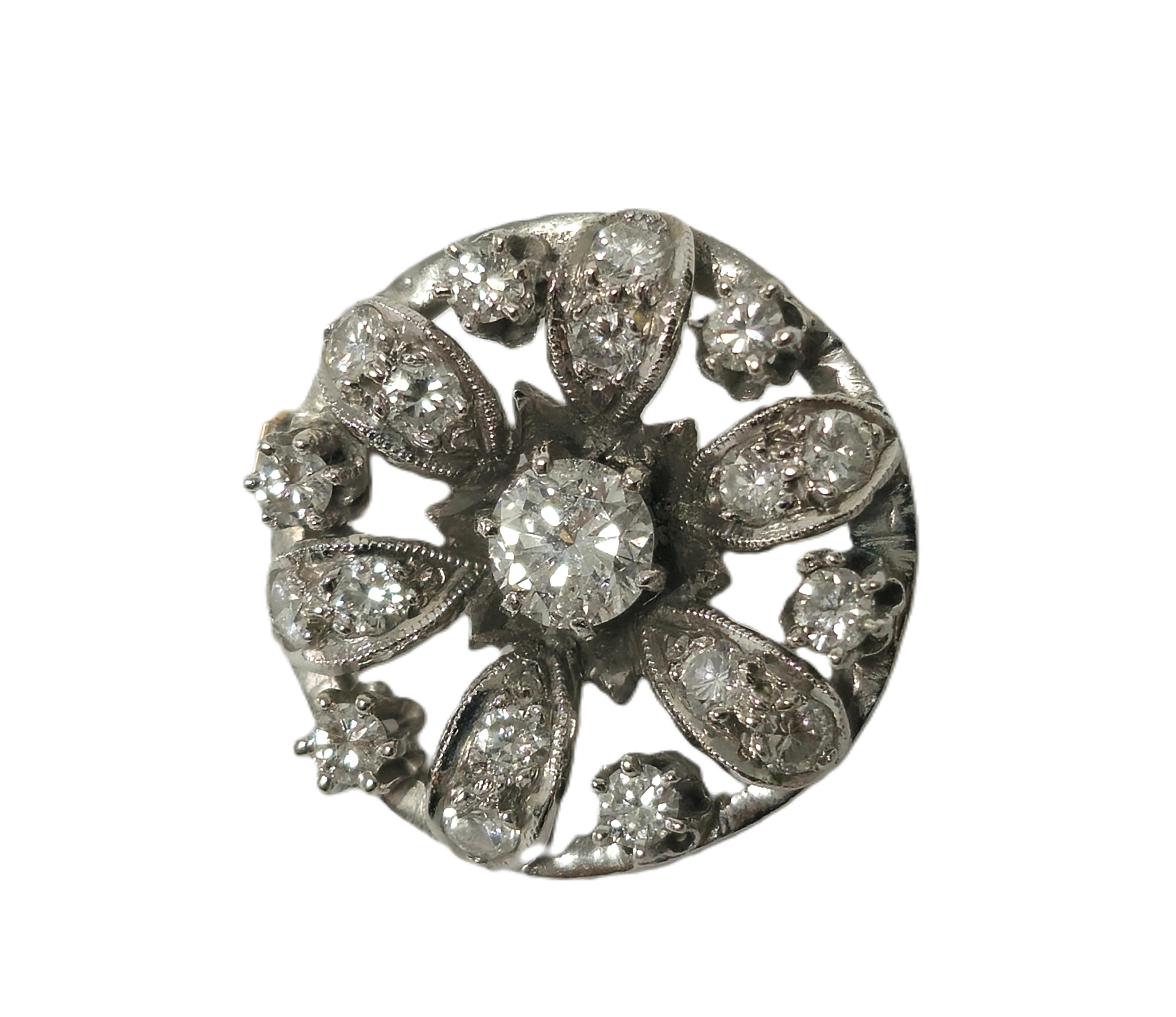 Brilliant Cut Antique, 1.75ct Diamond & Platinum Womens Pin. For Sale