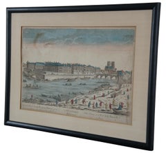 Antique 1770s Optical Engraving Architecture Landscape L'isle St Louis France