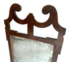 Antique 1780 English Carved Walnut Wood Chippendale Wall Mirror