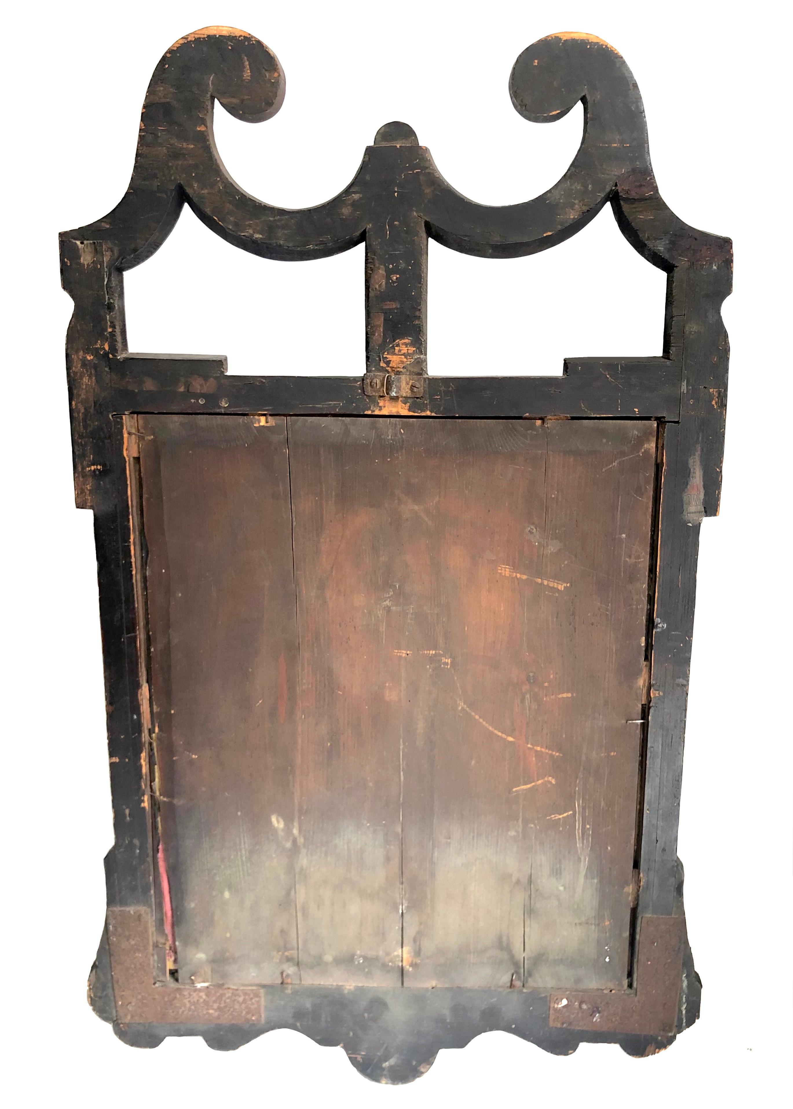 Antique 1780 English Carved Walnut Wood Chippendale Wall Mirror For Sale 1