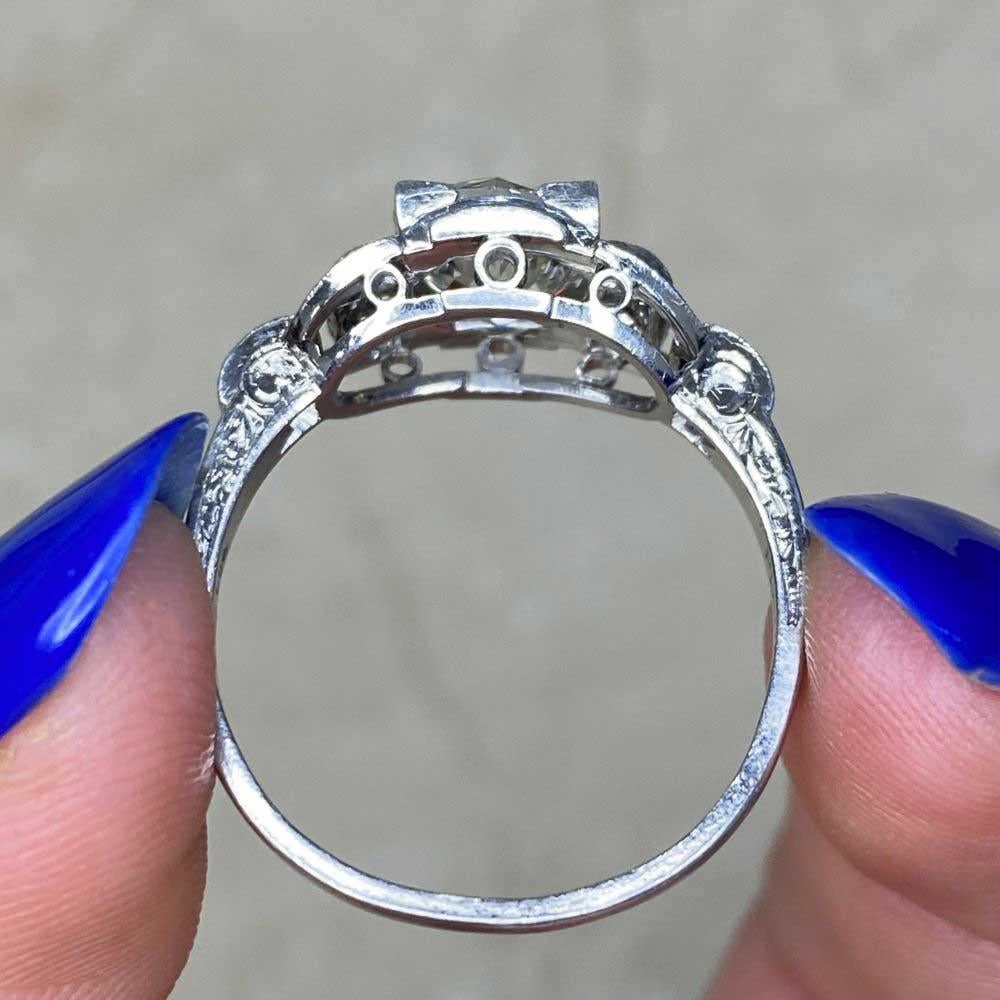 Antique 1.78ct Old European Cut Diamond Engagement Ring, Diamond Halo, Platinum For Sale 5