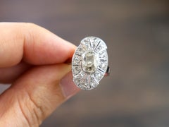 Antique 1.79 Carat Diamond and White Gold Cocktail Ring, Circa 1930