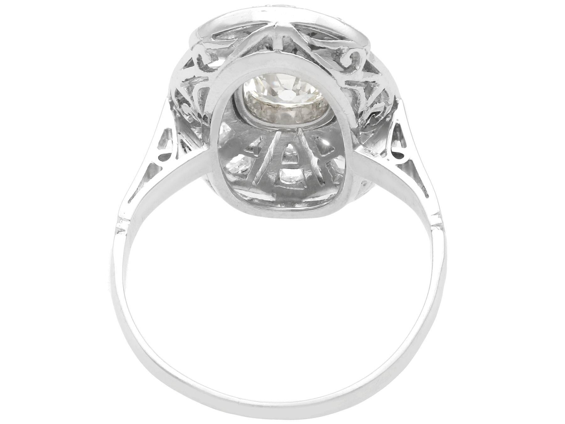 Antique 1.79 Carat Diamond and White Gold Cocktail Ring, Circa 1930 In Excellent Condition For Sale In Jesmond, Newcastle Upon Tyne