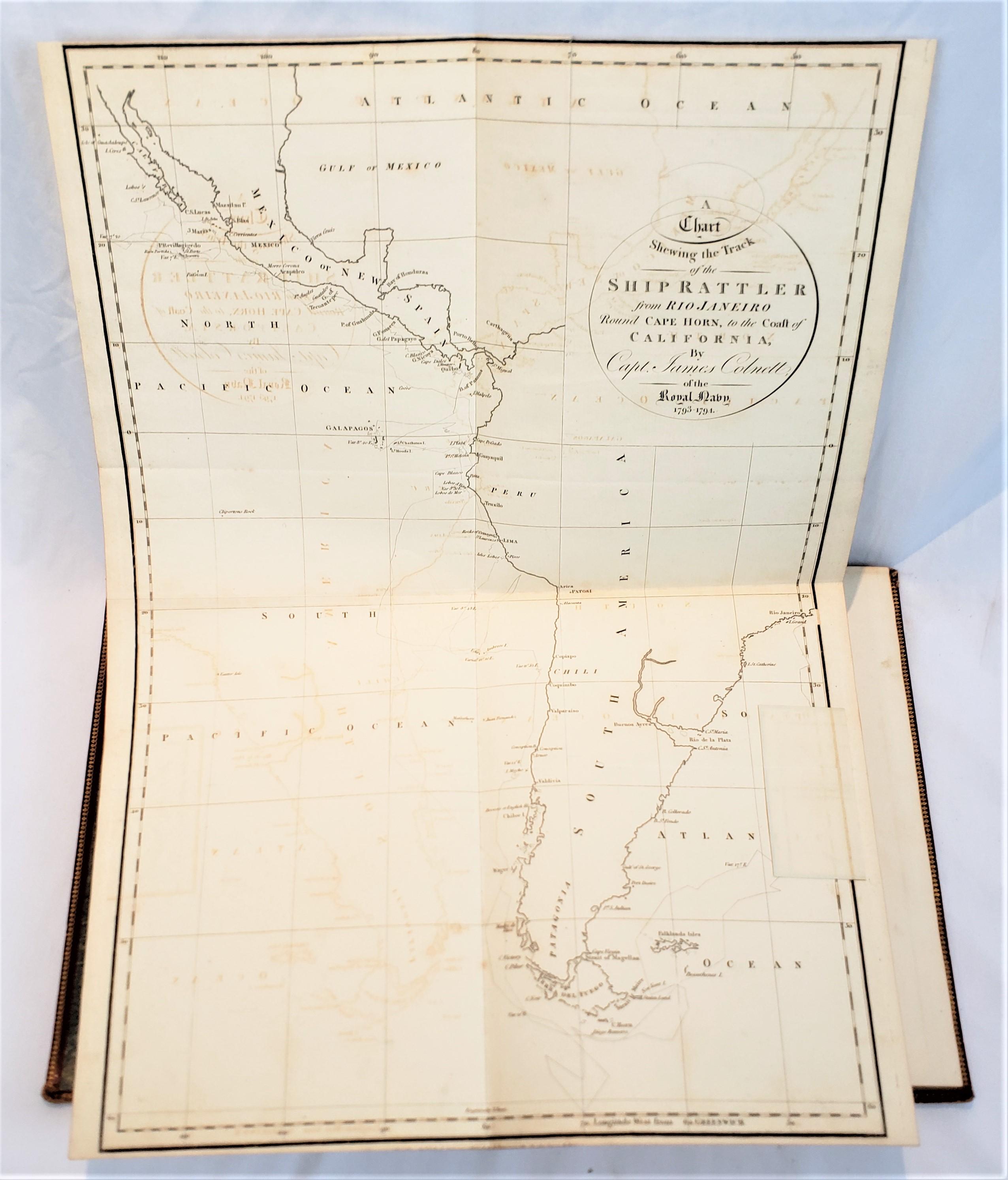 Leather Antique 1798 James Colnett A Voyage to the South Atlantic & Round Cape Hope Book For Sale