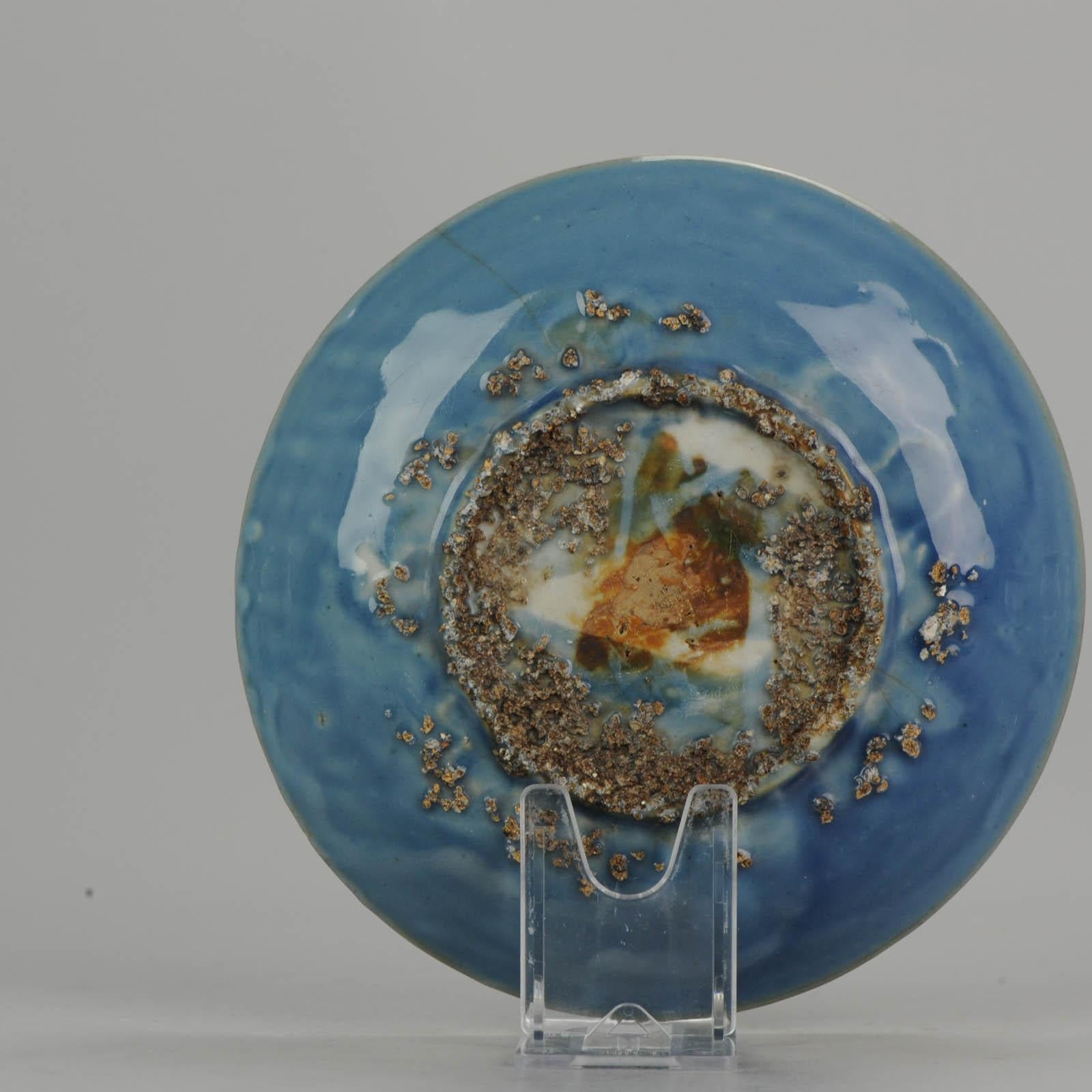 Antique 17C Chinese Porcelain Ming China Swatow Zhanghou Blue Ground For Sale 4