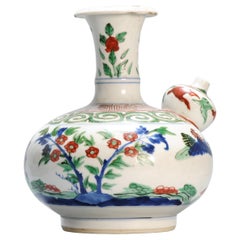 Antique 17C Chinese Porcelain Polychrome Landscape Ghendi Kendi Enamel Pagode