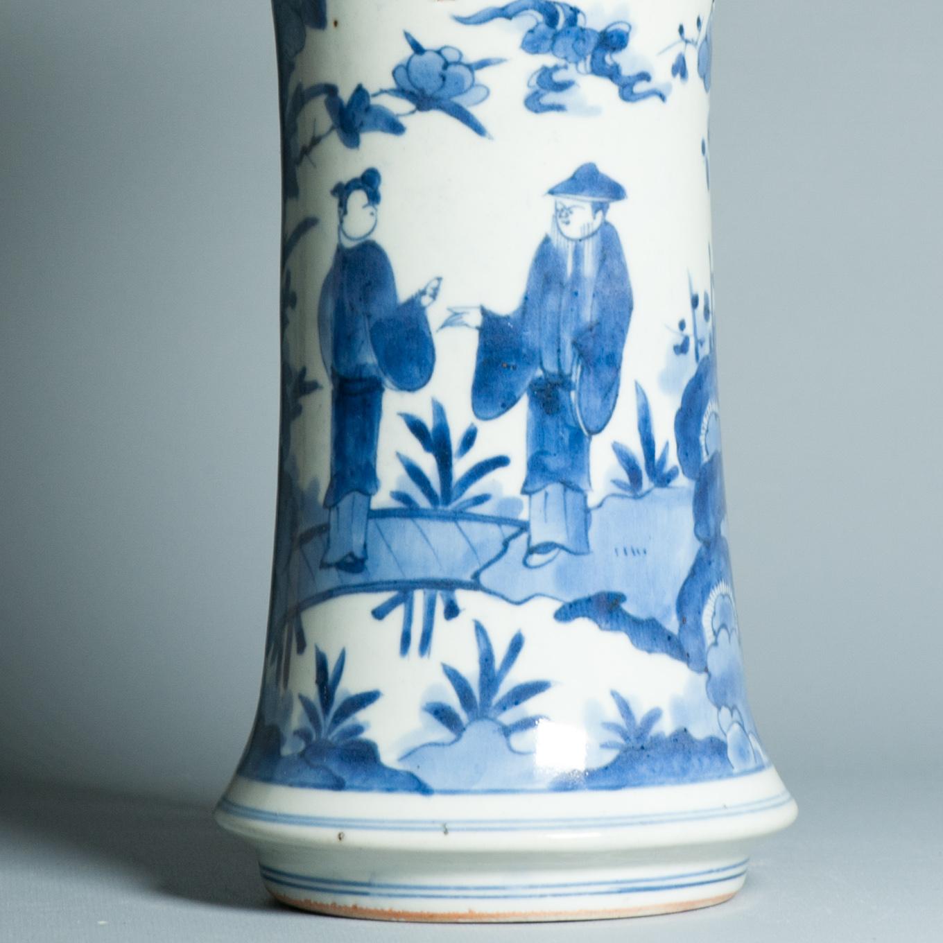 Antike 17C Japanisches Porzellan Blau Weiß Edo Periode Arita Vase Blumen im Angebot 6