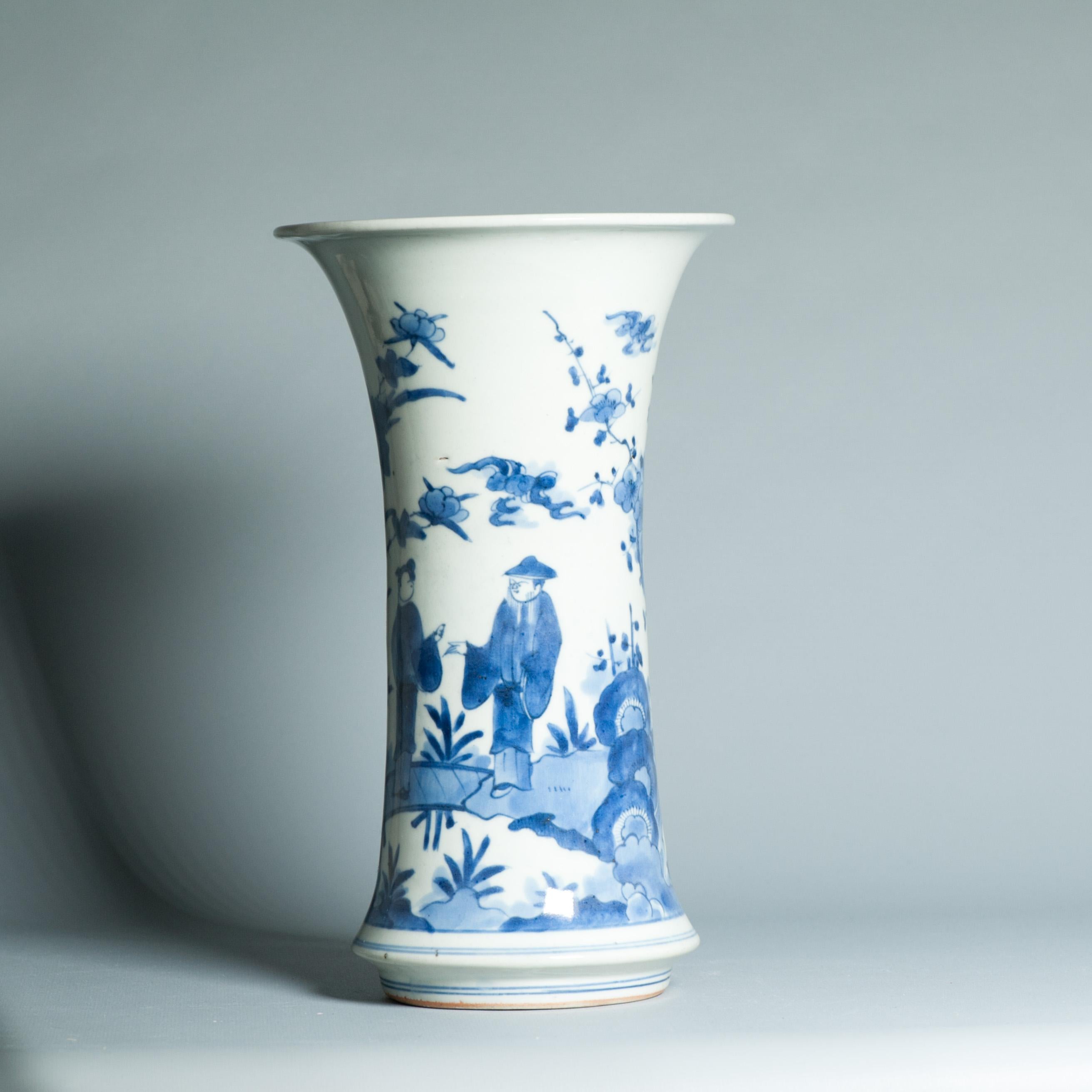 Antike 17C Japanisches Porzellan Blau Weiß Edo Periode Arita Vase Blumen im Angebot 7