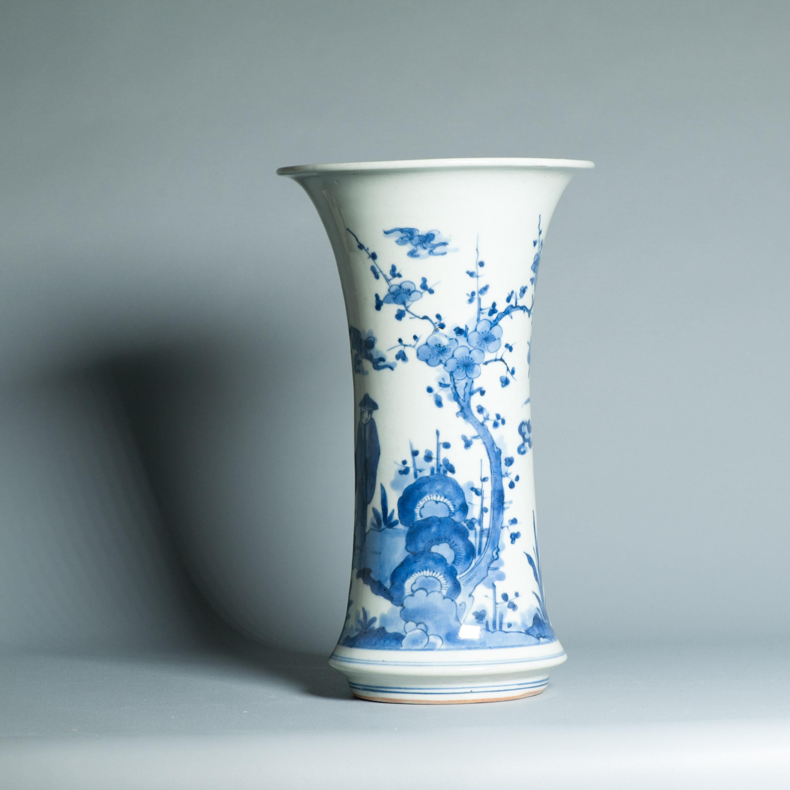 Antike 17C Japanisches Porzellan Blau Weiß Edo Periode Arita Vase Blumen im Angebot 8