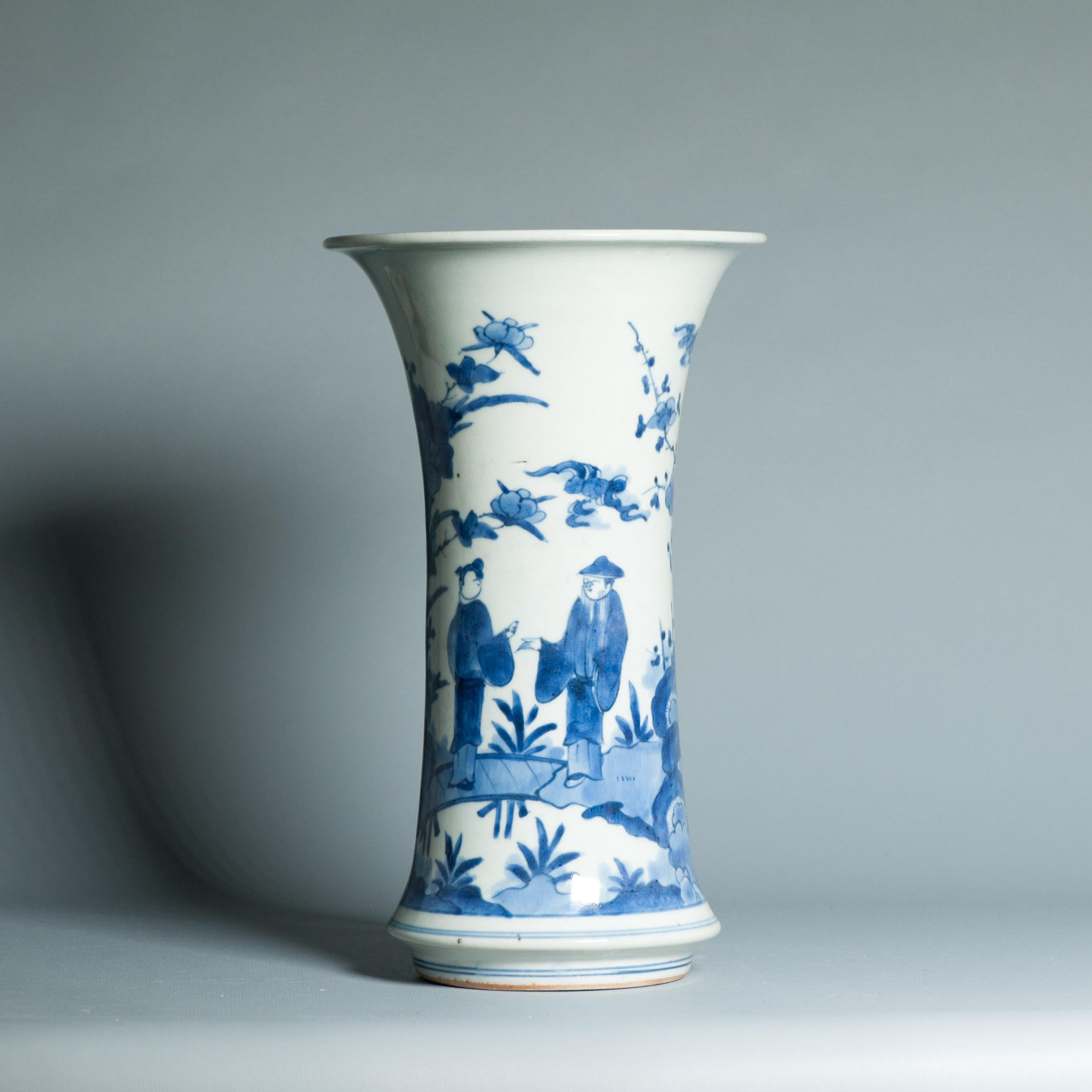 Antike 17C Japanisches Porzellan Blau Weiß Edo Periode Arita Vase Blumen im Angebot 11