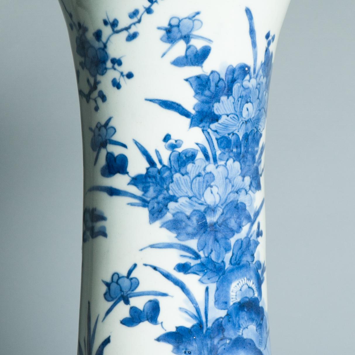Antike 17C Japanisches Porzellan Blau Weiß Edo Periode Arita Vase Blumen im Angebot 13