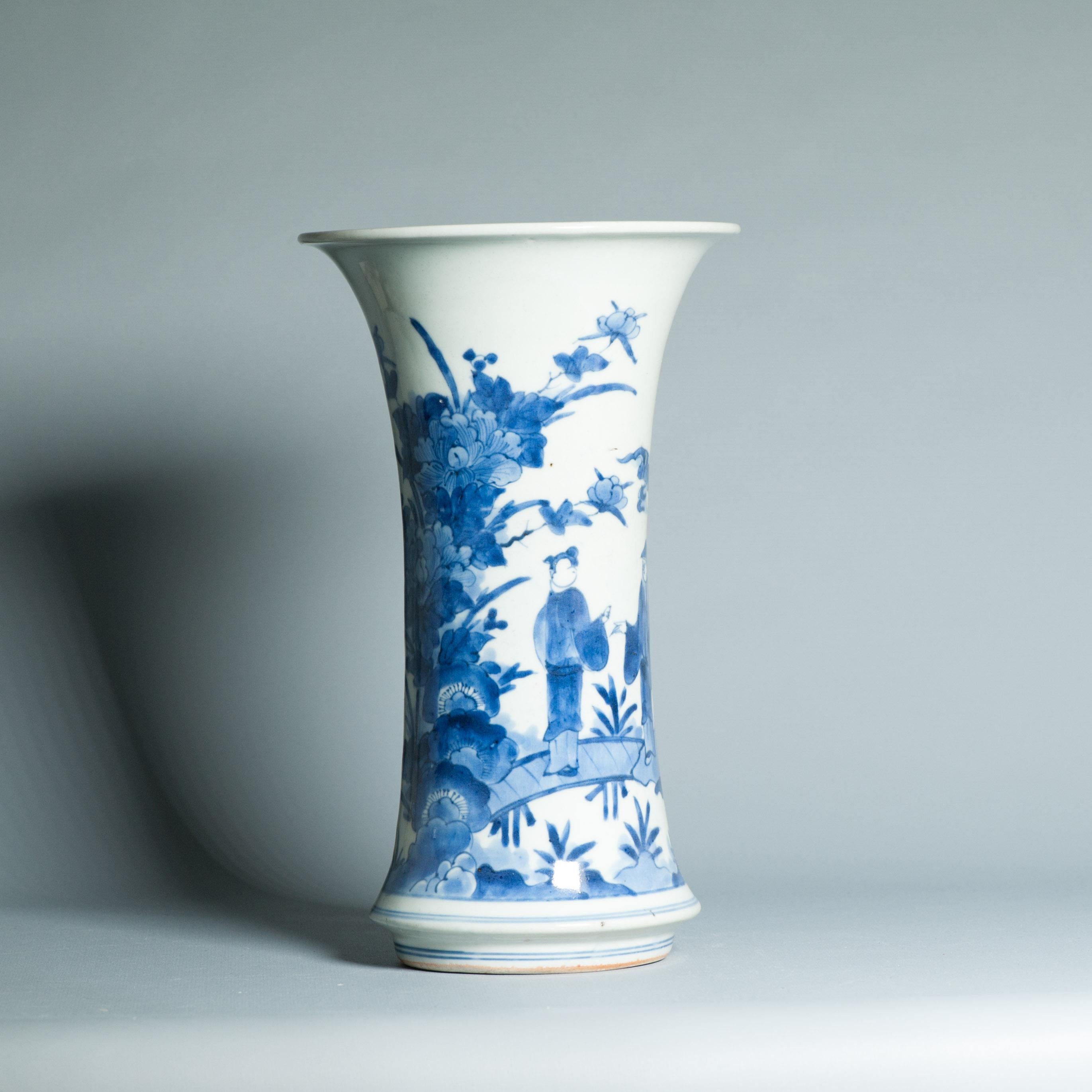 Antike 17C Japanisches Porzellan Blau Weiß Edo Periode Arita Vase Blumen im Angebot 5