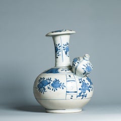 Antique 17C Japanese Porcelain Blue White Ghendi Edo Period Ghendi Kendi