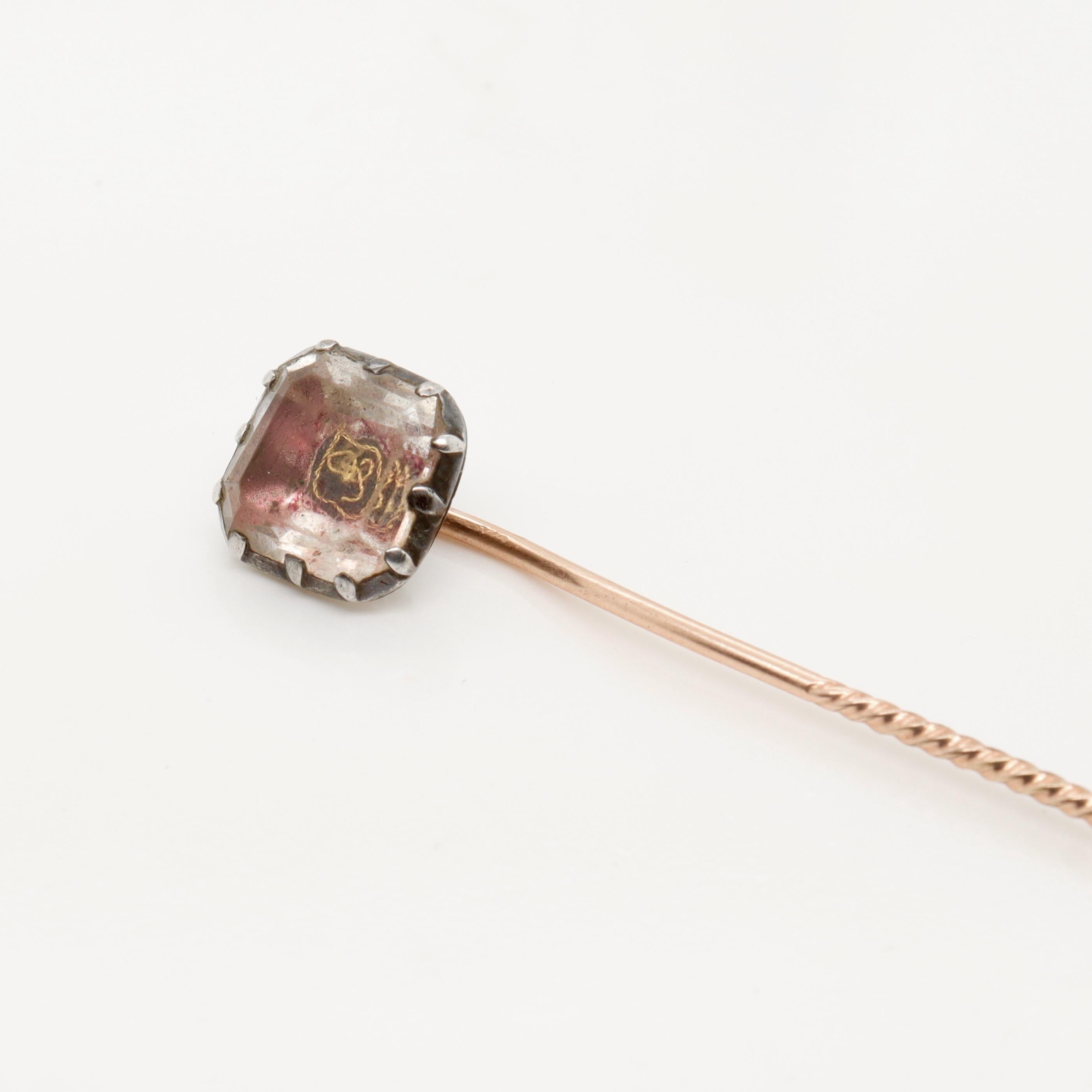 Antique 17th / 18th Century English Foiled Stuart Crystal Stick Pin For Sale 3