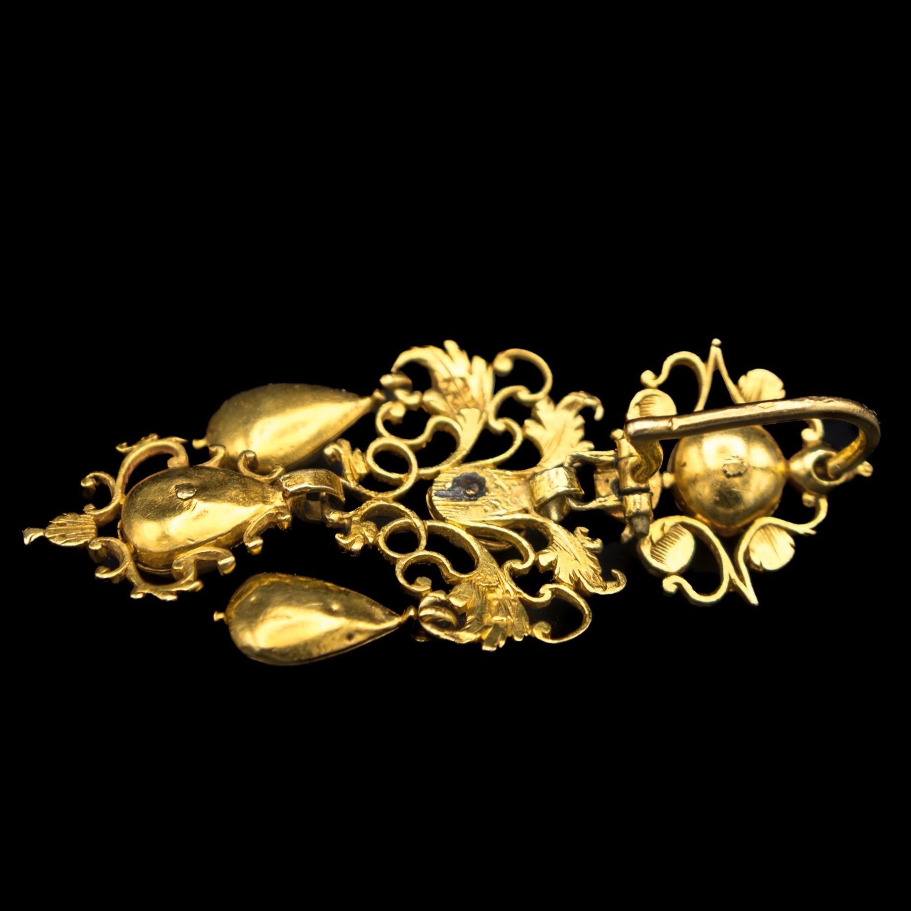 Antique 17th/18th Century Sequilé Diamond Demi-Parure Yellow Gold Portuguese For Sale 4