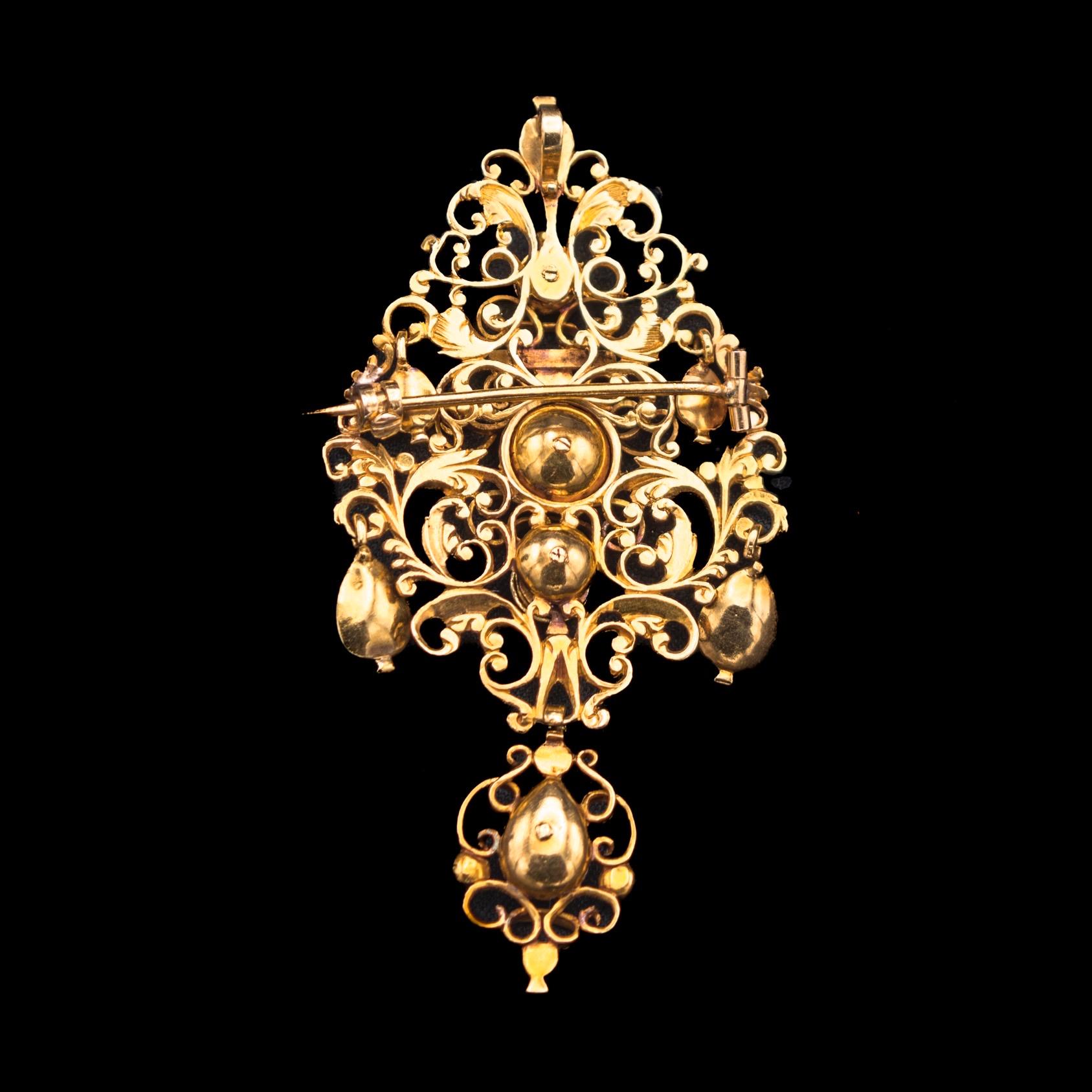 Ancienne Demi-Parure en or jaune à diamants sequilés du 17e/18e siècle Portugais en vente 1