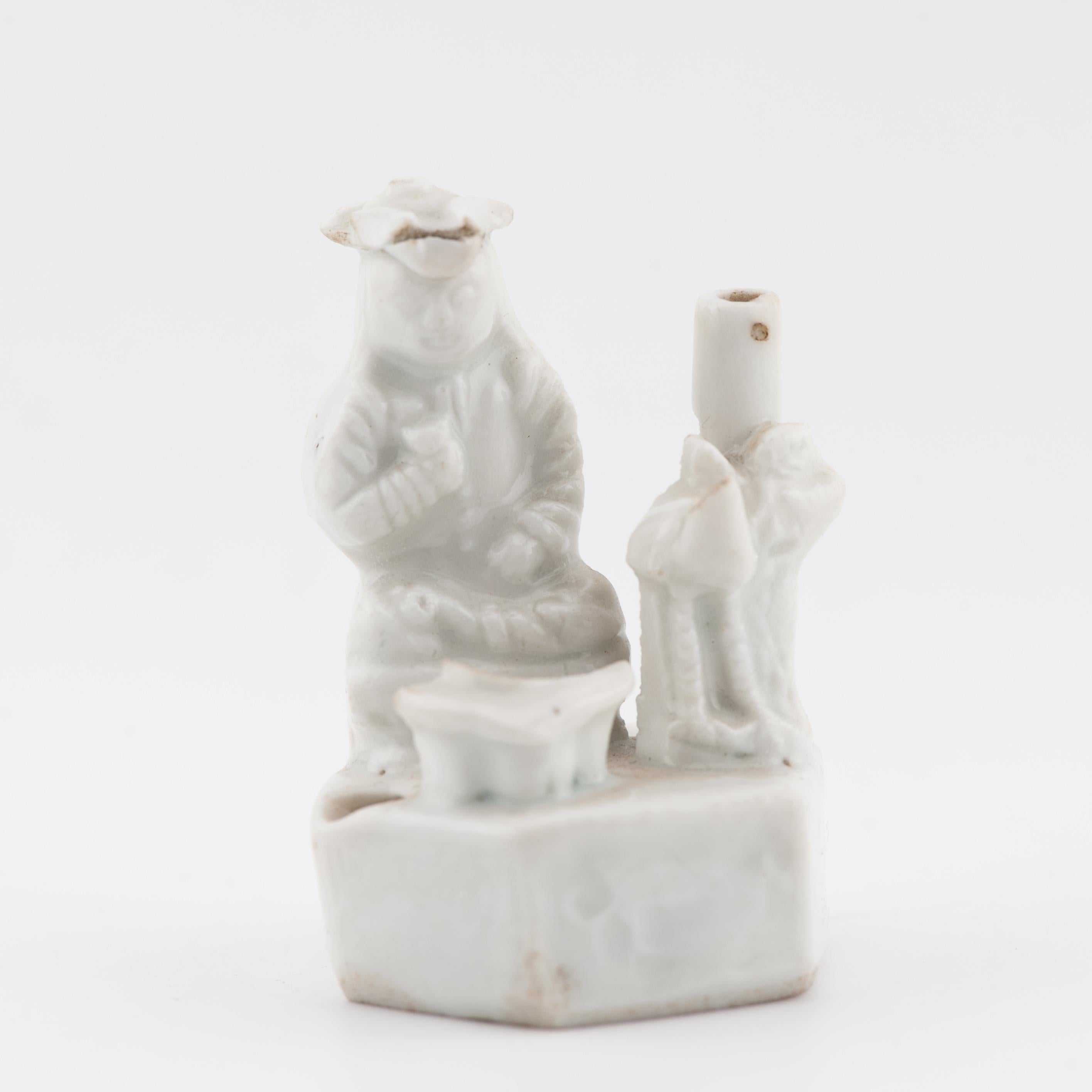 Qing Antique 17th C Dehua Blanc de Chine Whistles European figure Dutchman For Sale