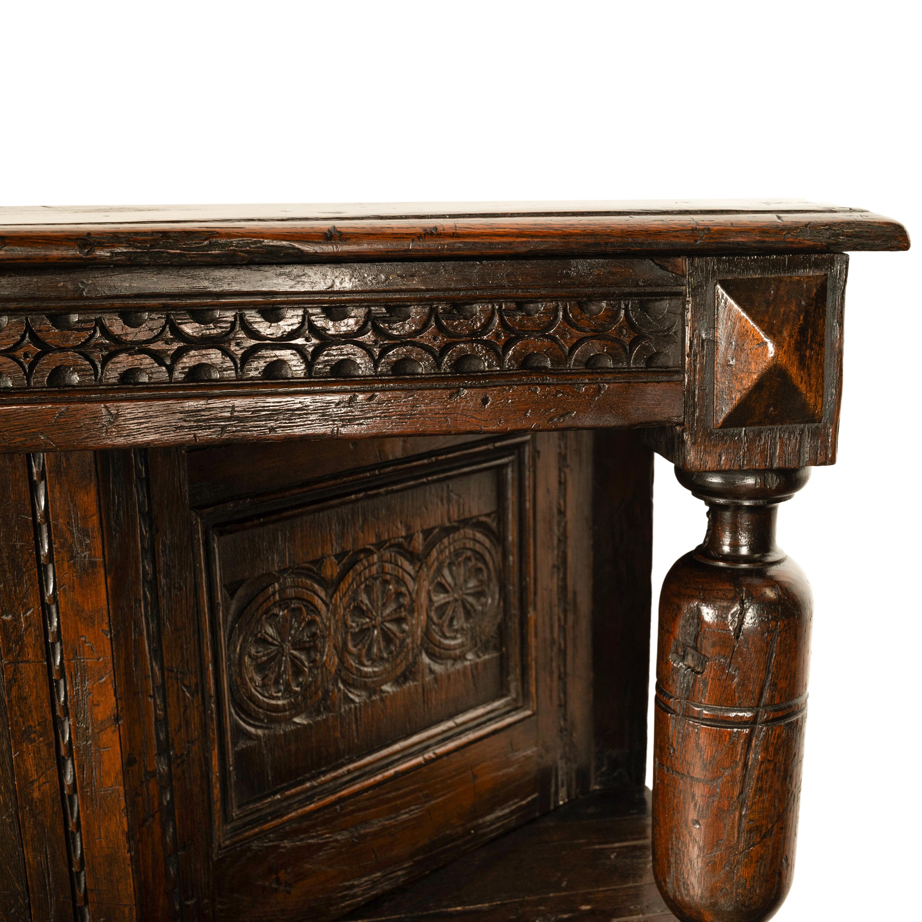 Antique 17th C Elizabethan Tudor Period Carved Oak Court Cupboard Cabinet 1600 9