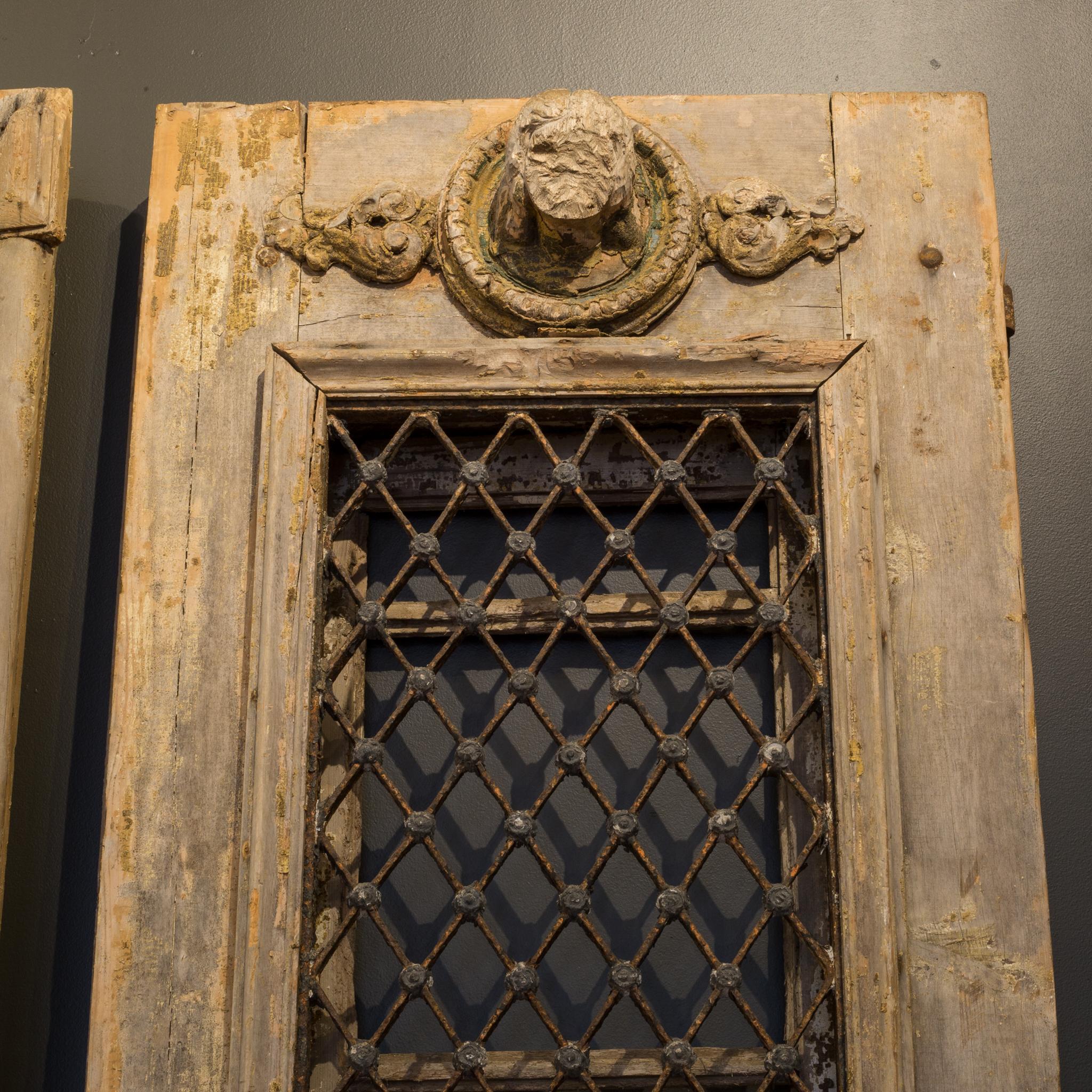 Rustic Antique 17th Century Wood and Bronze Italian Doors, circa 1600s