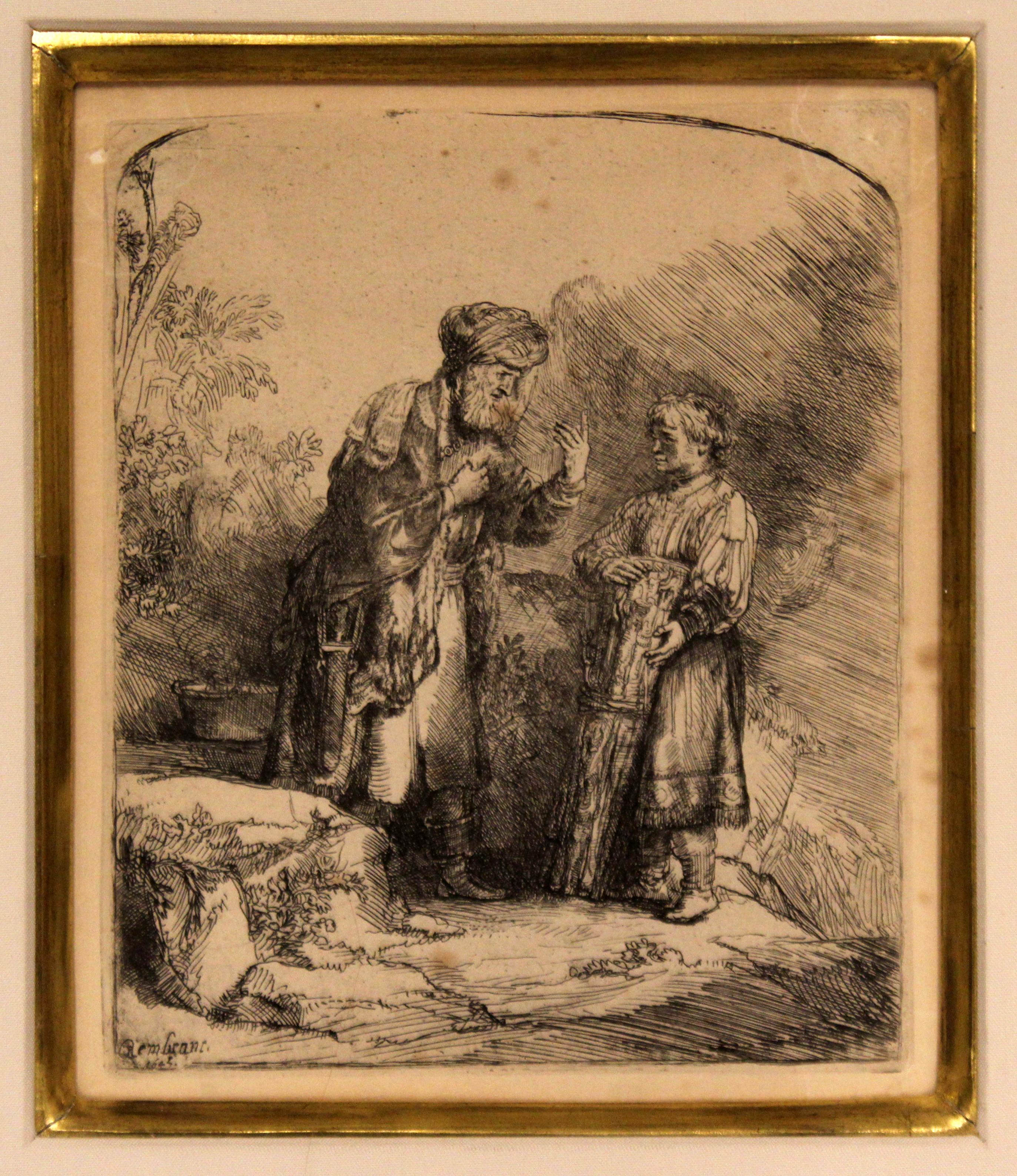 For your consideration is a framed etching of Rembrandt Van Rijn's 