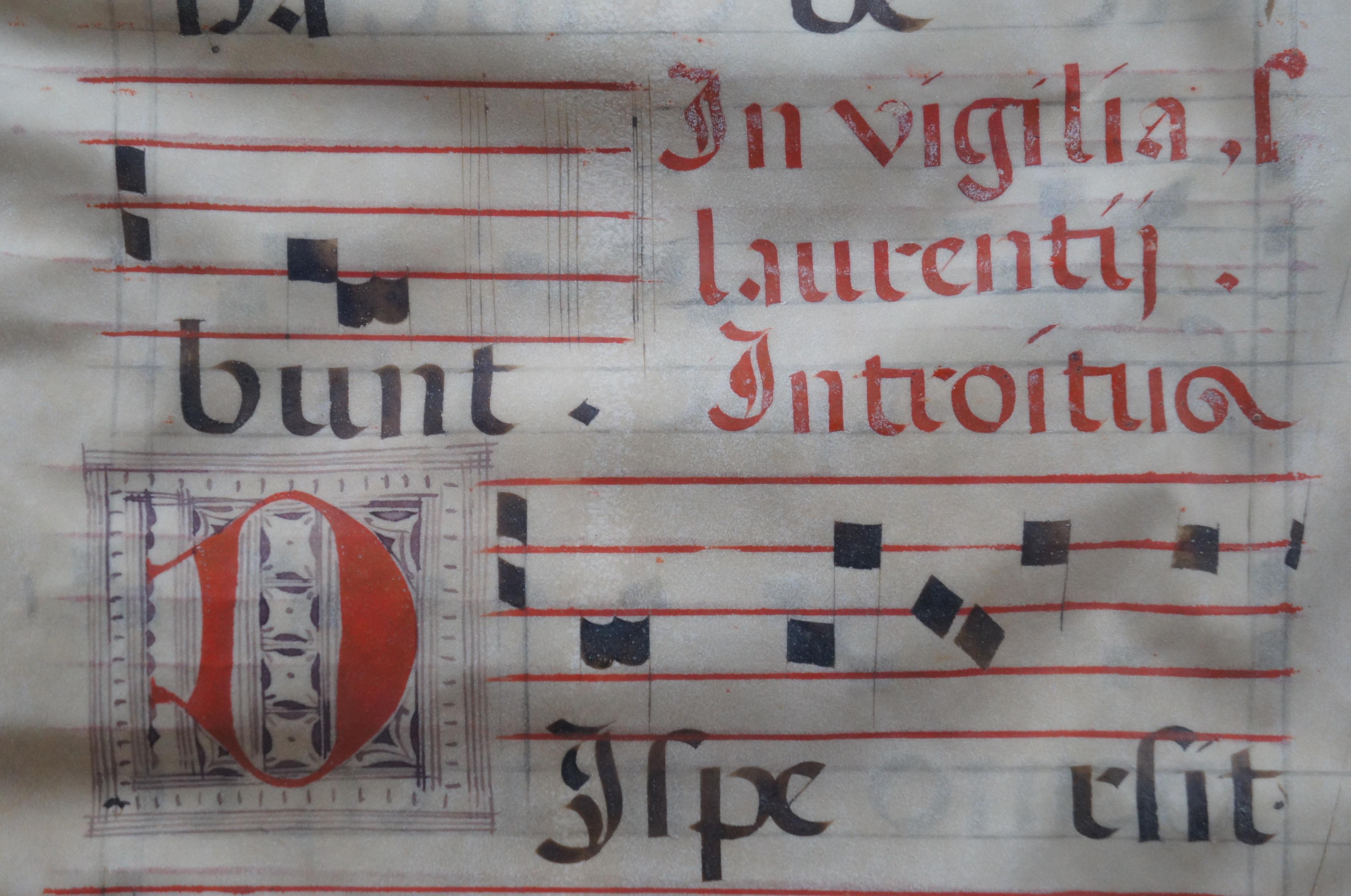 Antique 17th Century Antiphonal Religious Sheet Music Roman Catholic Vellum 4