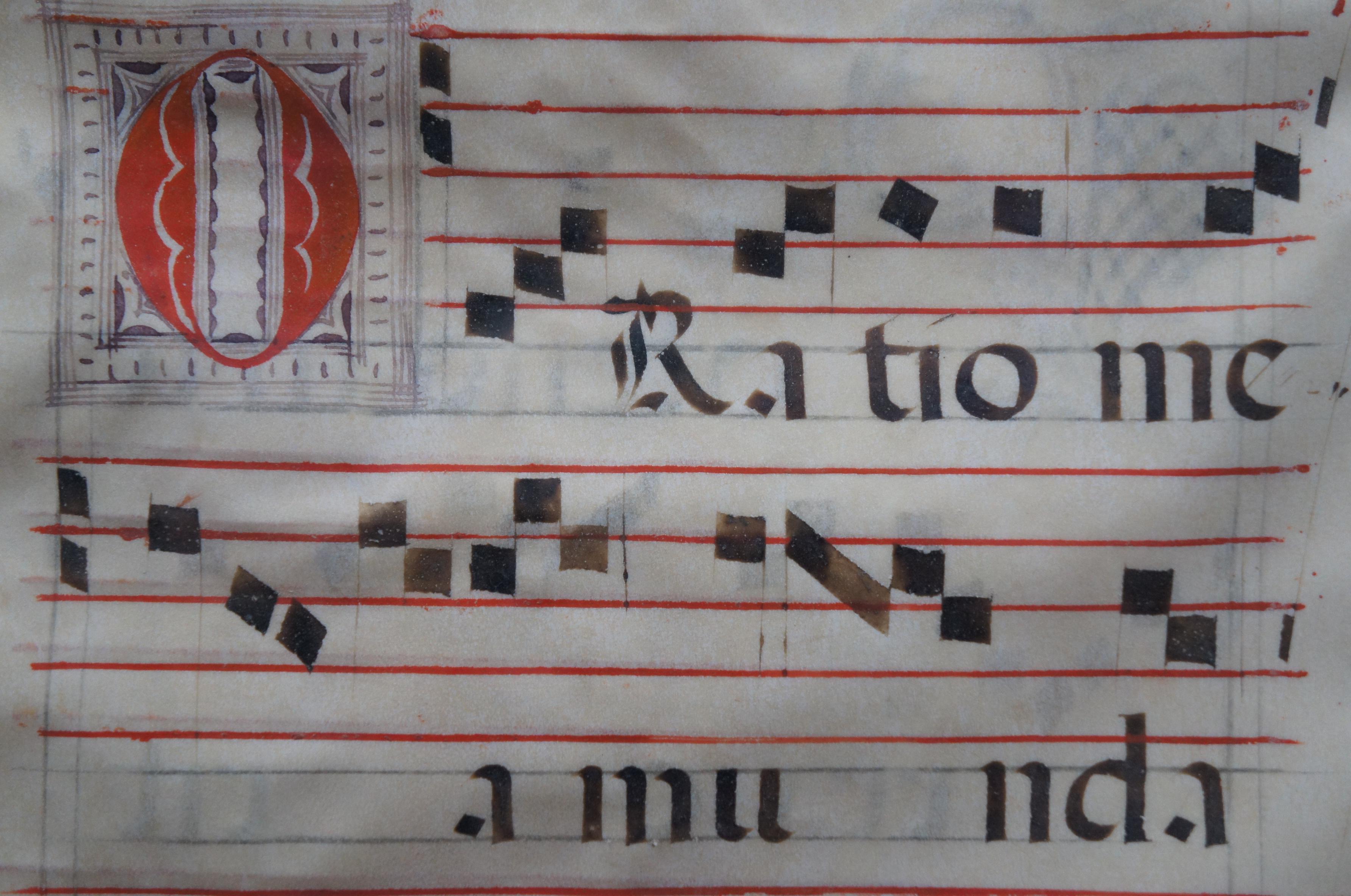 Antique 17th Century Antiphonal Religious Sheet Music Roman Catholic Vellum 1