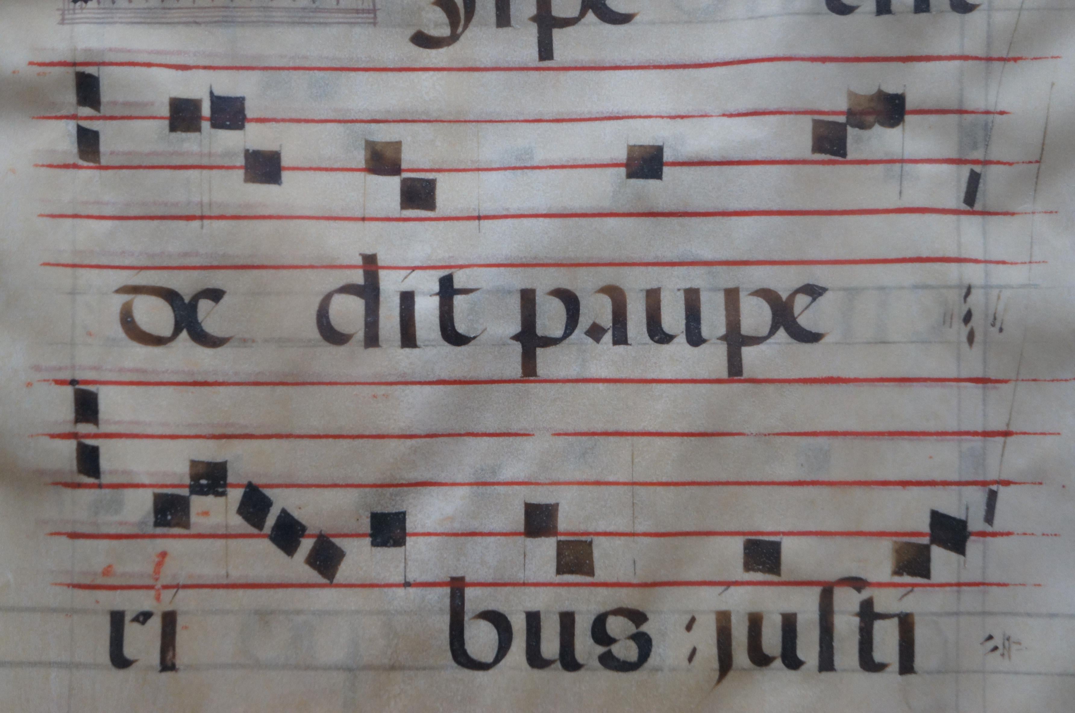 Antique 17th Century Antiphonal Religious Sheet Music Roman Catholic Vellum 5