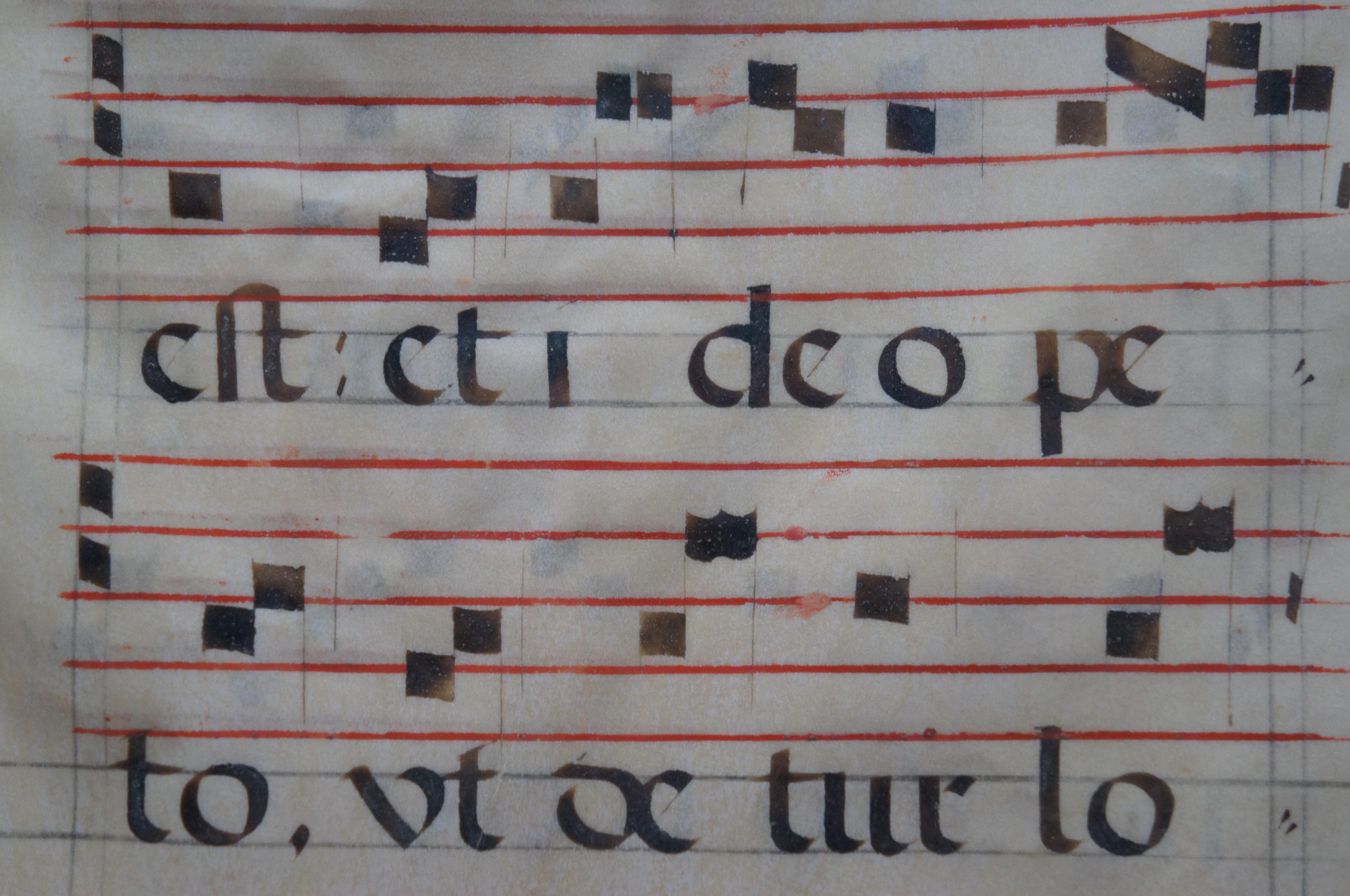 Antique 17th Century Antiphonal Religious Sheet Music Roman Catholic Vellum 2