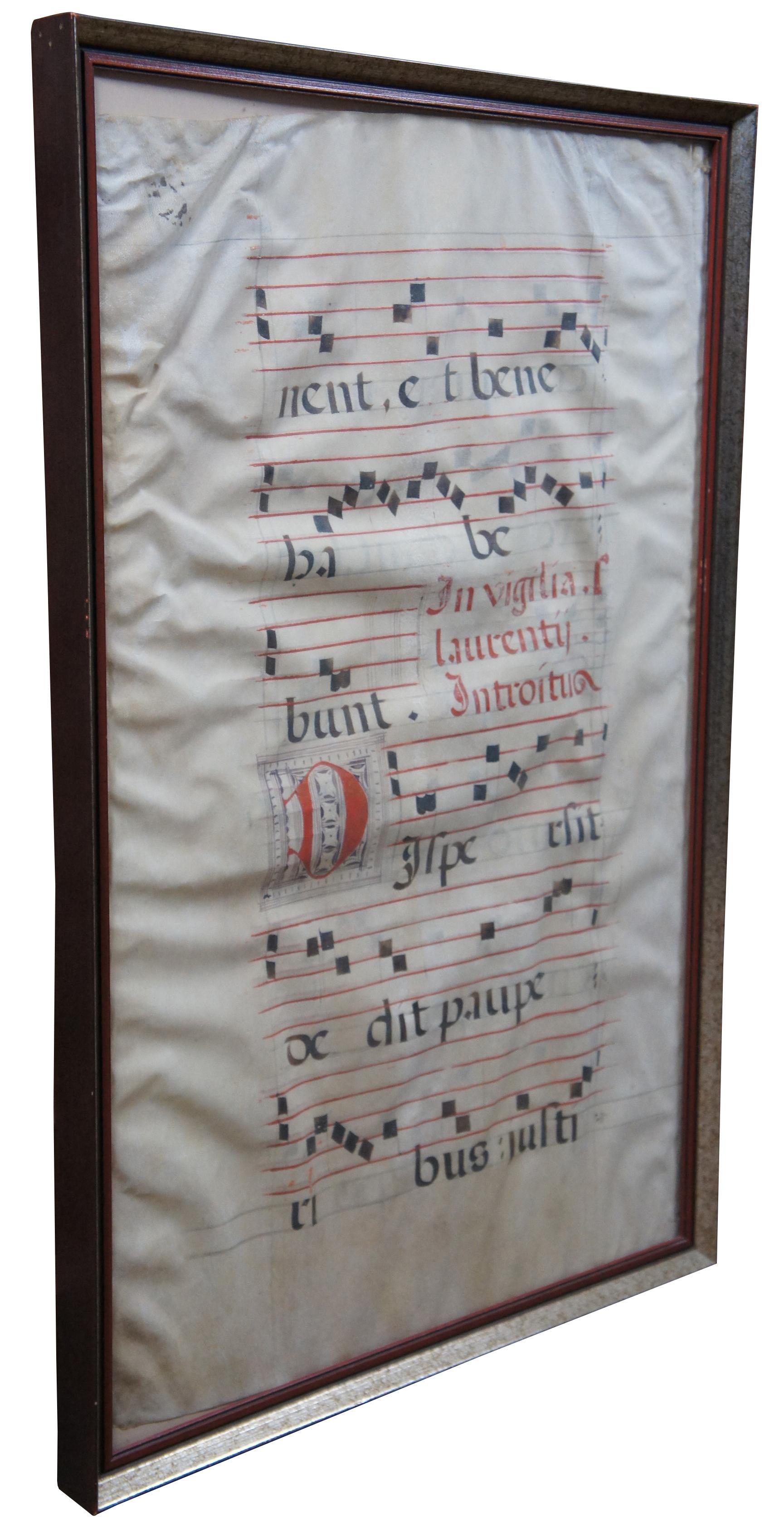 Renaissance Antique 17th Century Antiphonal Religious Sheet Music Roman Catholic Vellum
