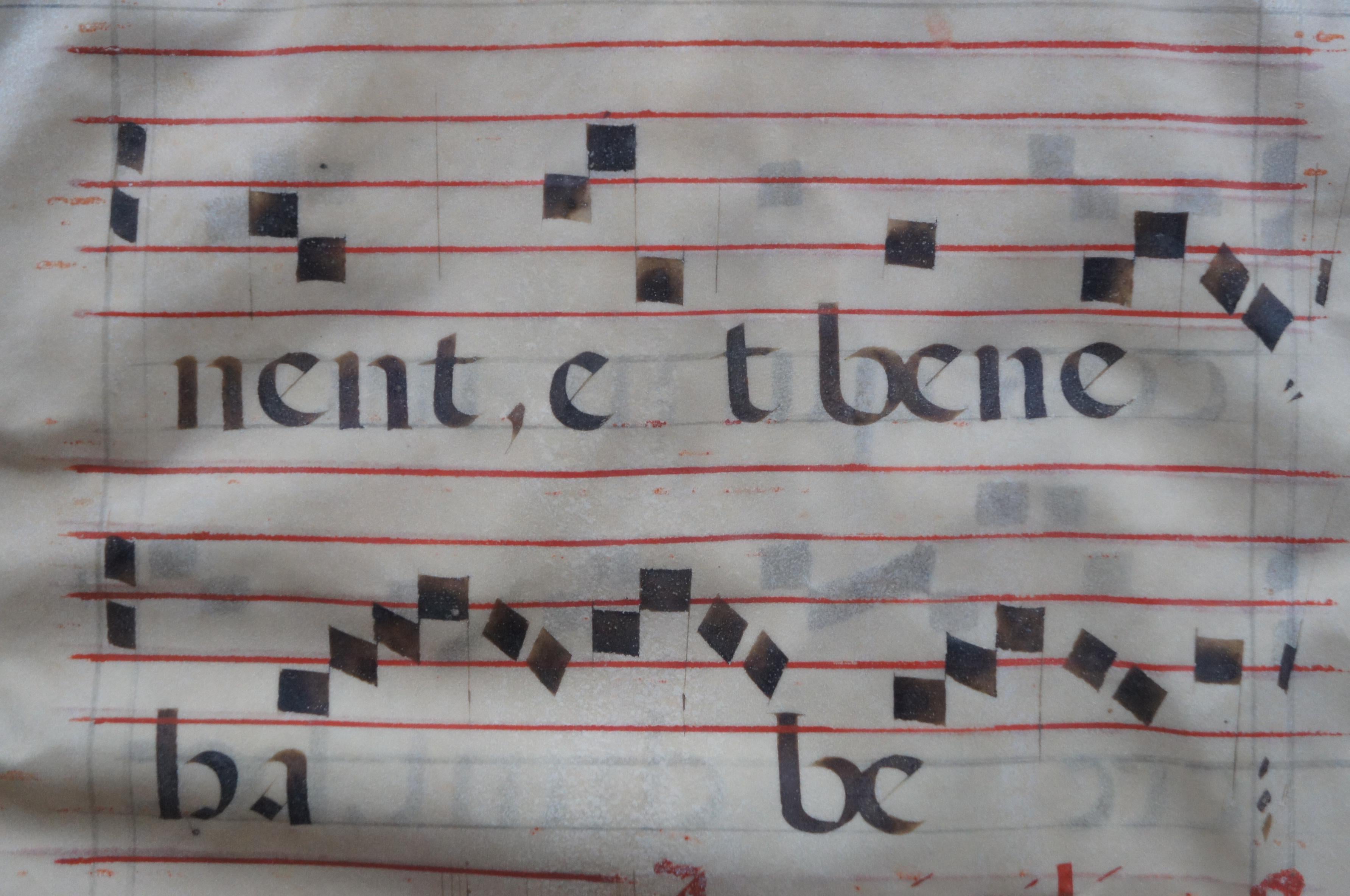 Antique 17th Century Antiphonal Religious Sheet Music Roman Catholic Vellum 3