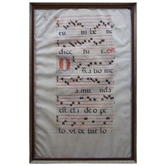 Antique 17th Century Antiphonal Religious Sheet Music Roman Catholic Vellum