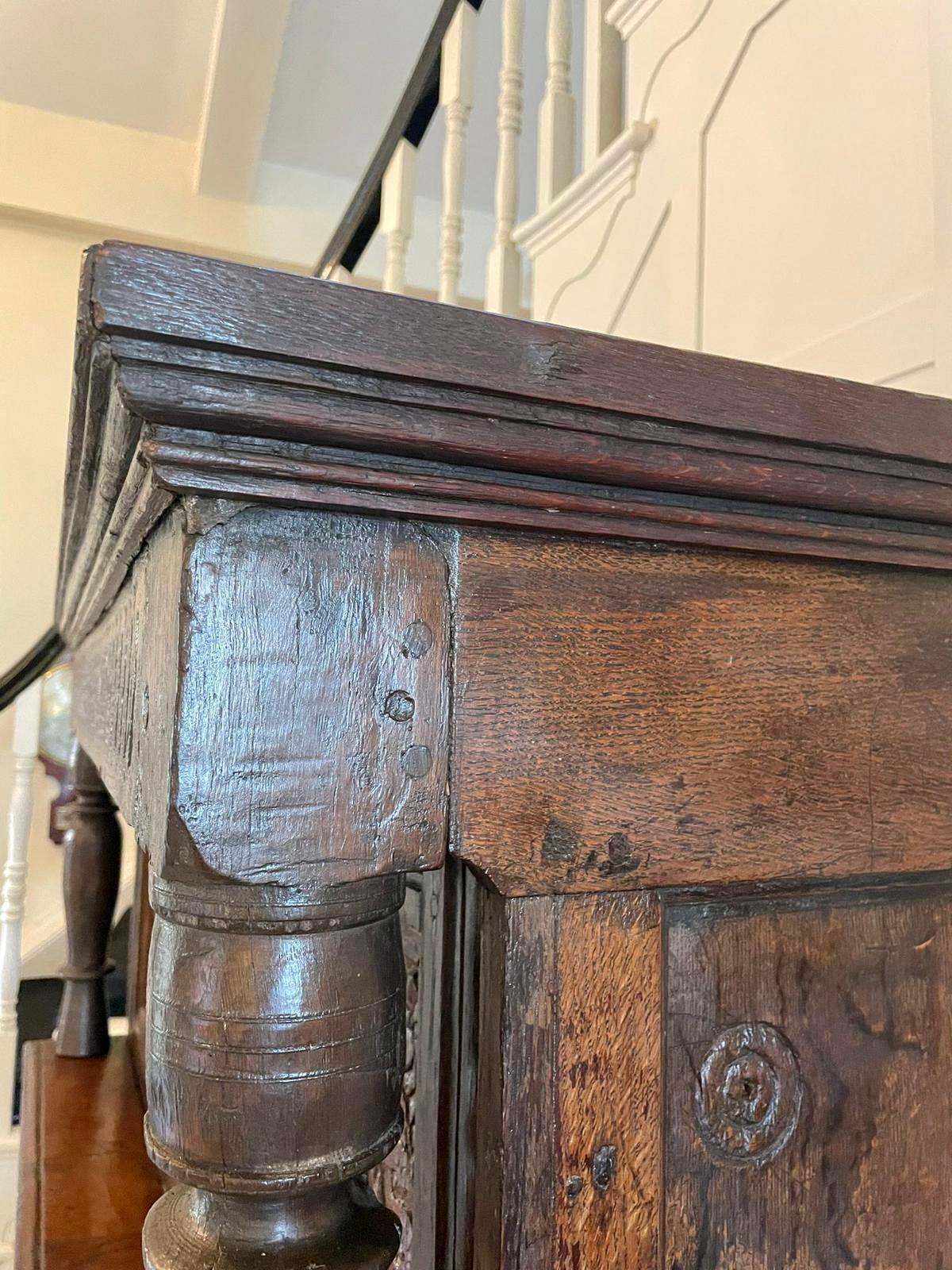 Antique 17th Century Antique Carved Oak Court Cupboard 8