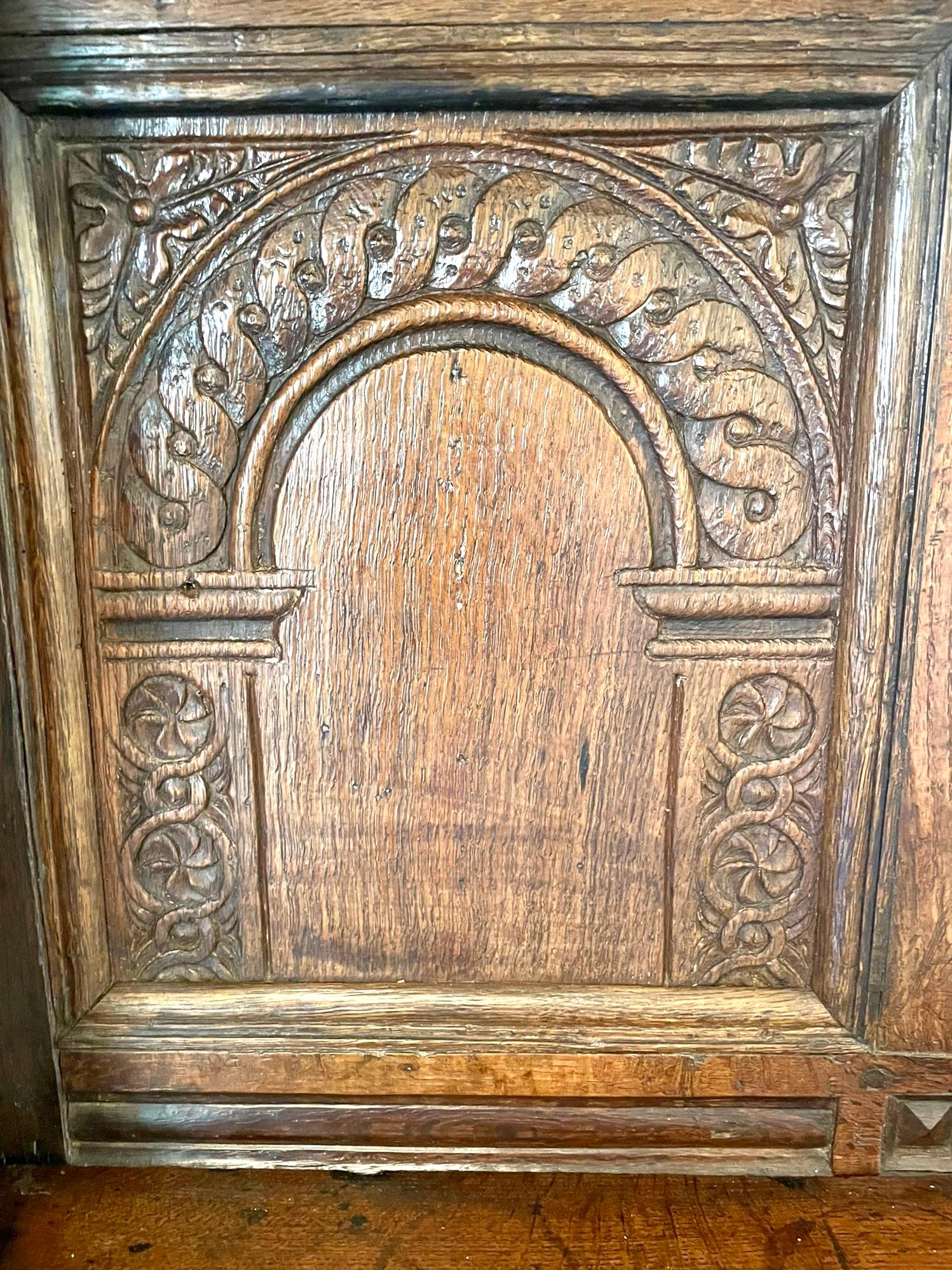 Antique 17th Century Antique Carved Oak Court Cupboard 9