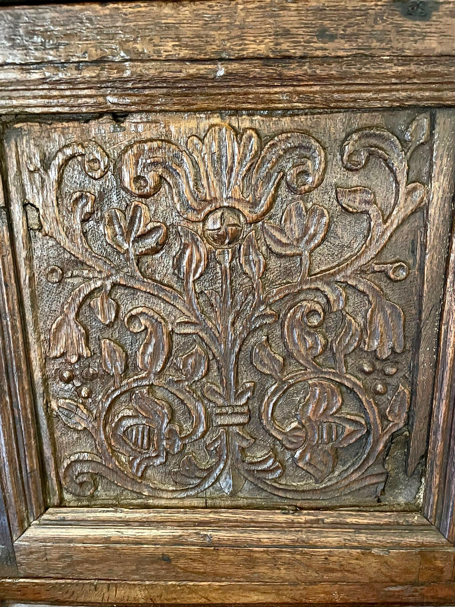 Antique 17th Century Antique Carved Oak Court Cupboard 10