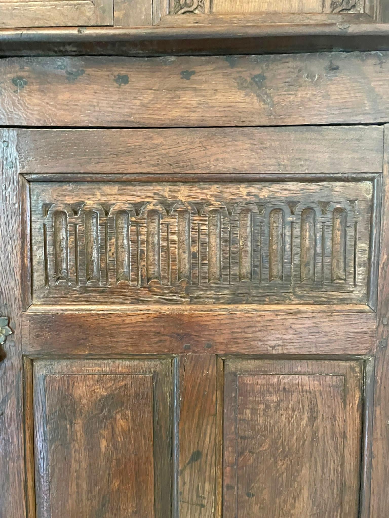 Charles II Antique 17th Century Antique Carved Oak Court Cupboard