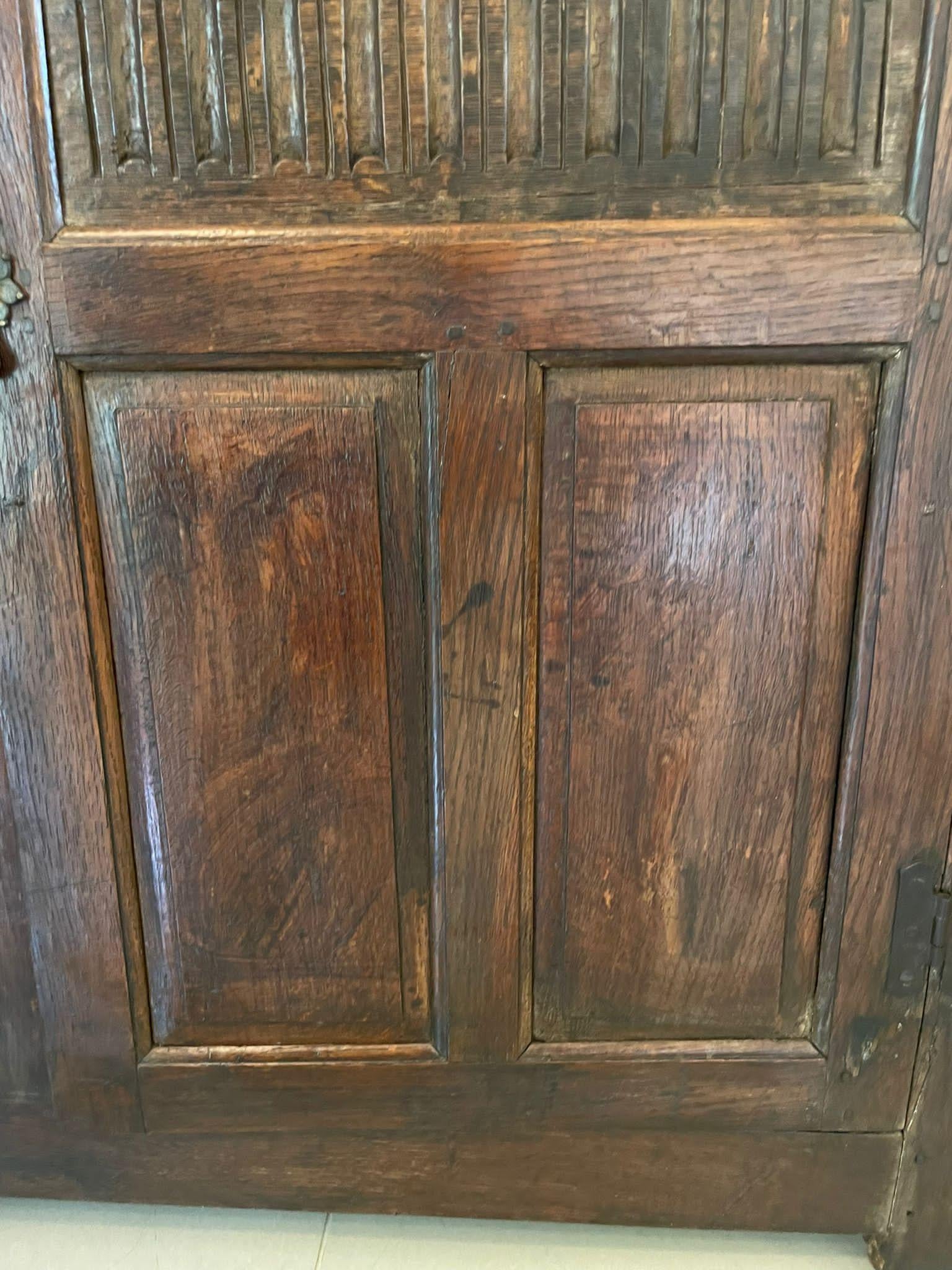 European Antique 17th Century Antique Carved Oak Court Cupboard