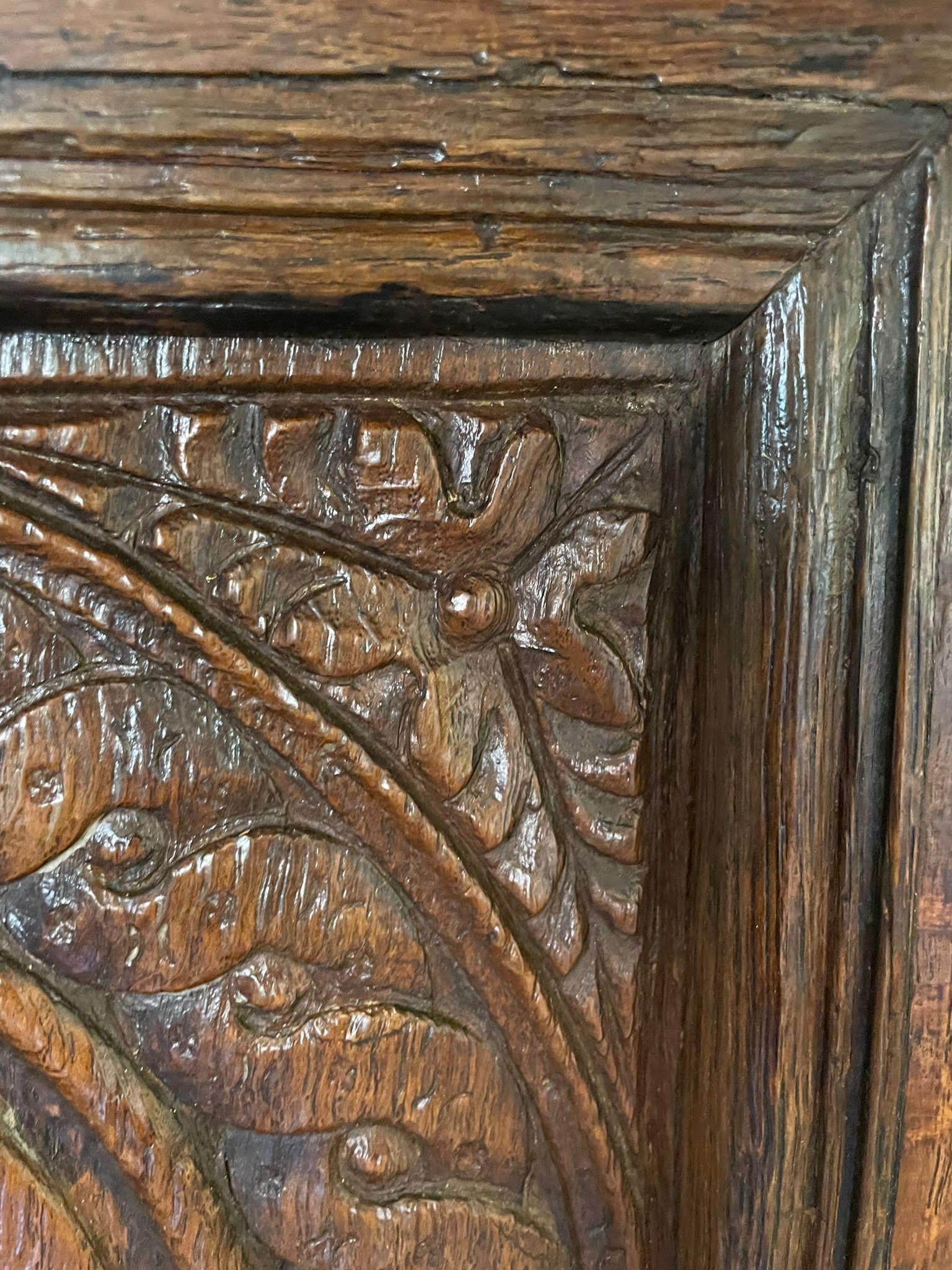 Antique 17th Century Antique Carved Oak Court Cupboard 1