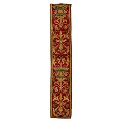Antiguo panel de seda italiana barroca del siglo XVII, bordado con hilos metálicos