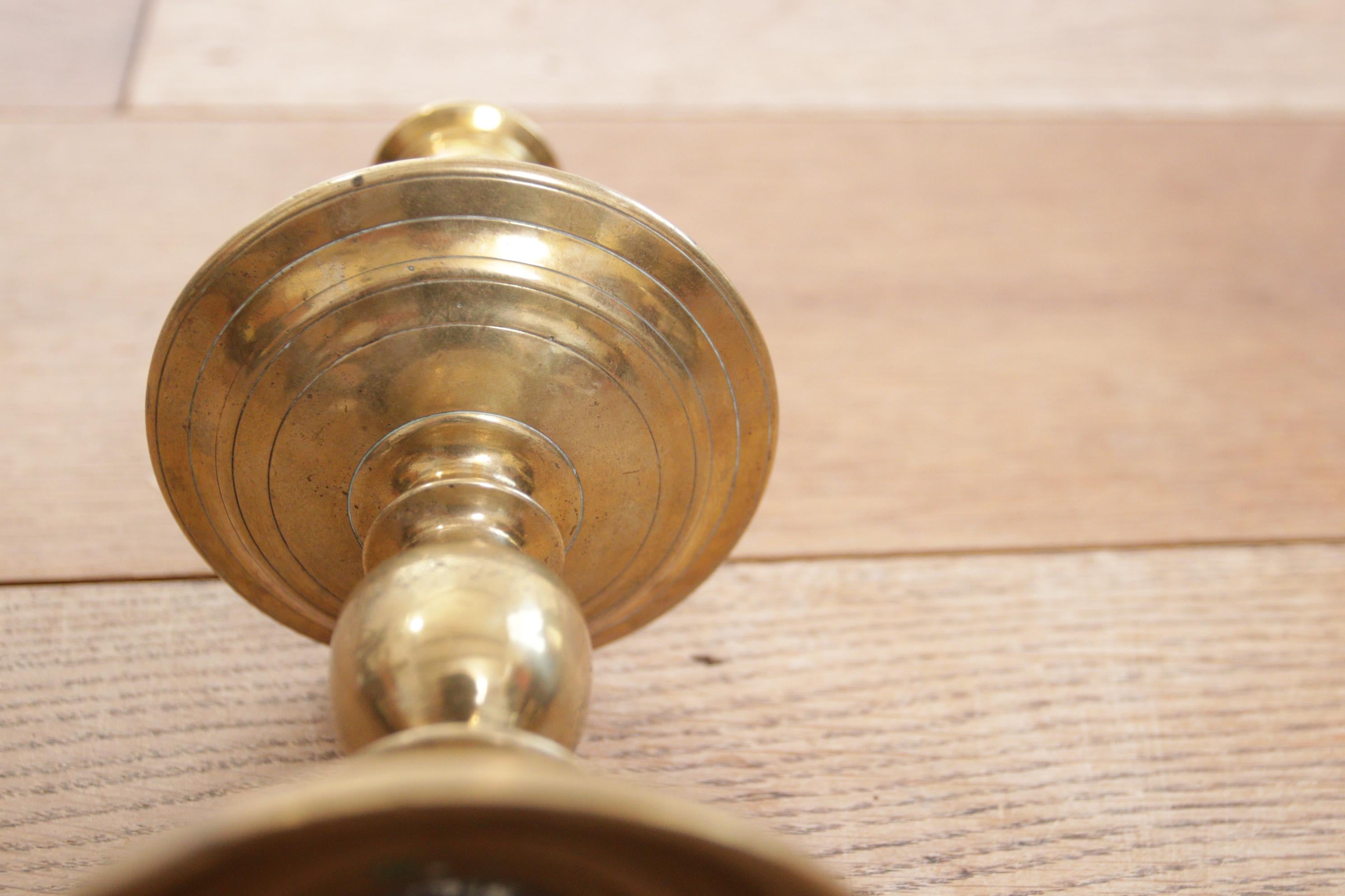 Antique 17th Century Brass 'Collar' / Heemskerk Candlestick, circa 1650 8
