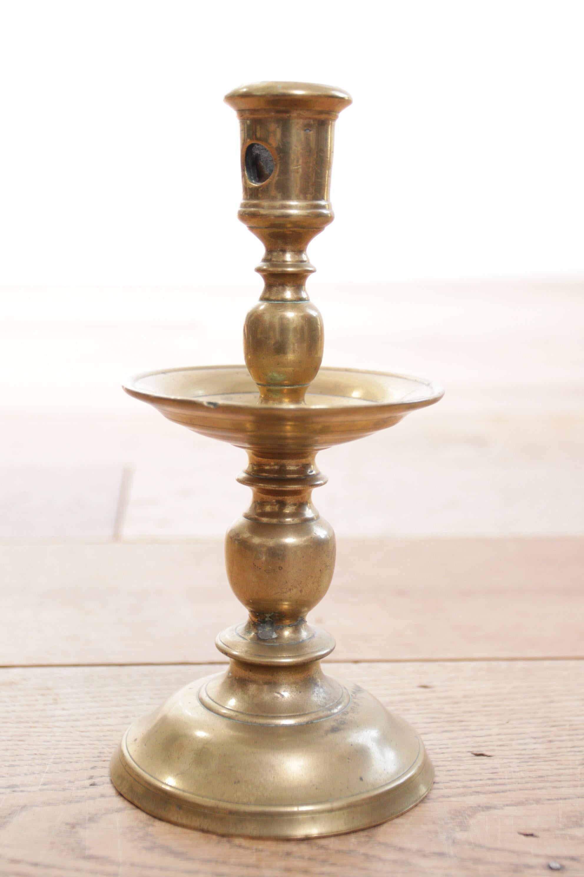 Renaissance Antique 17th Century Brass 'Collar' / Heemskerk Candlestick, circa 1650
