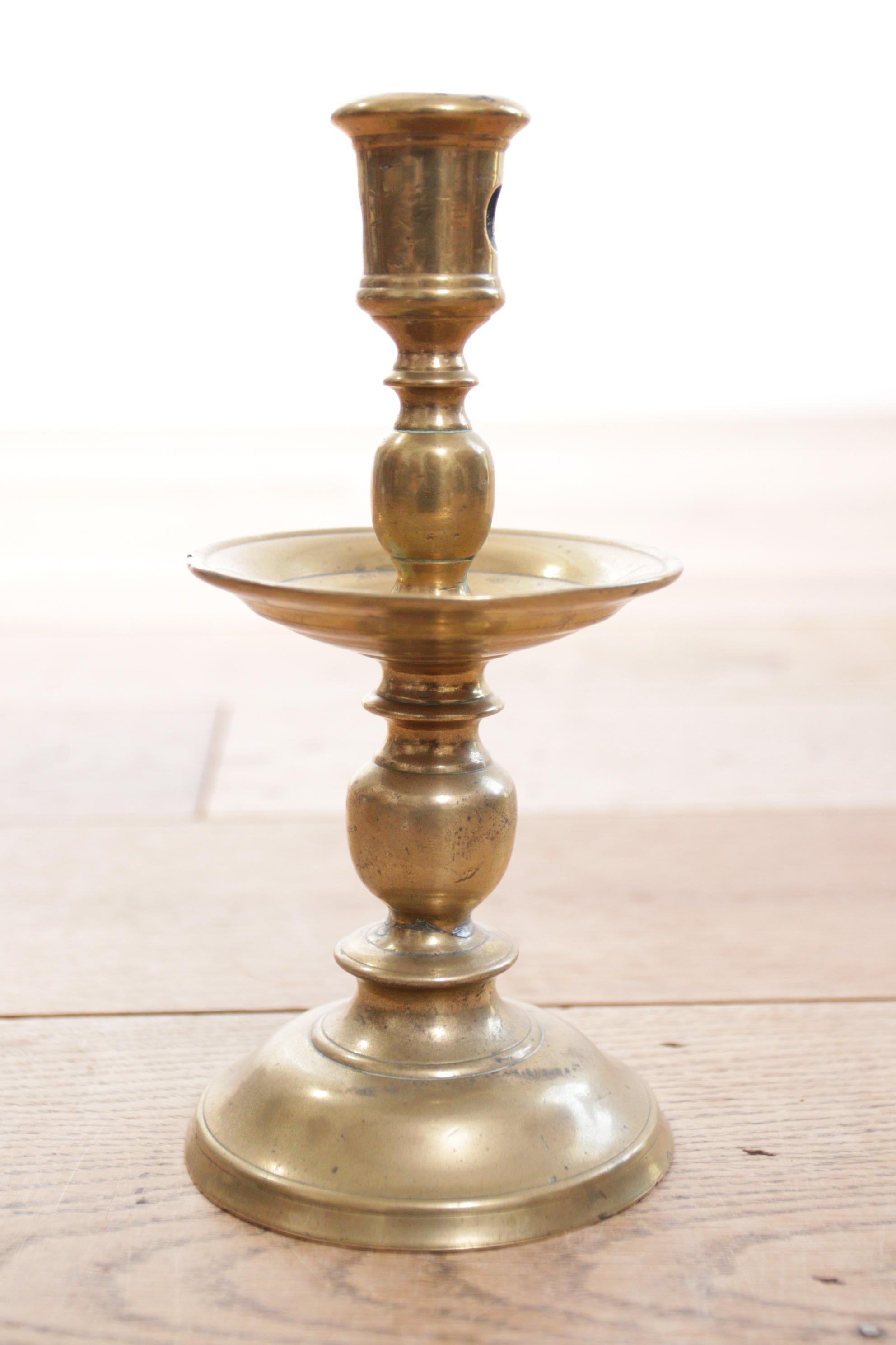 Dutch Antique 17th Century Brass 'Collar' / Heemskerk Candlestick, circa 1650