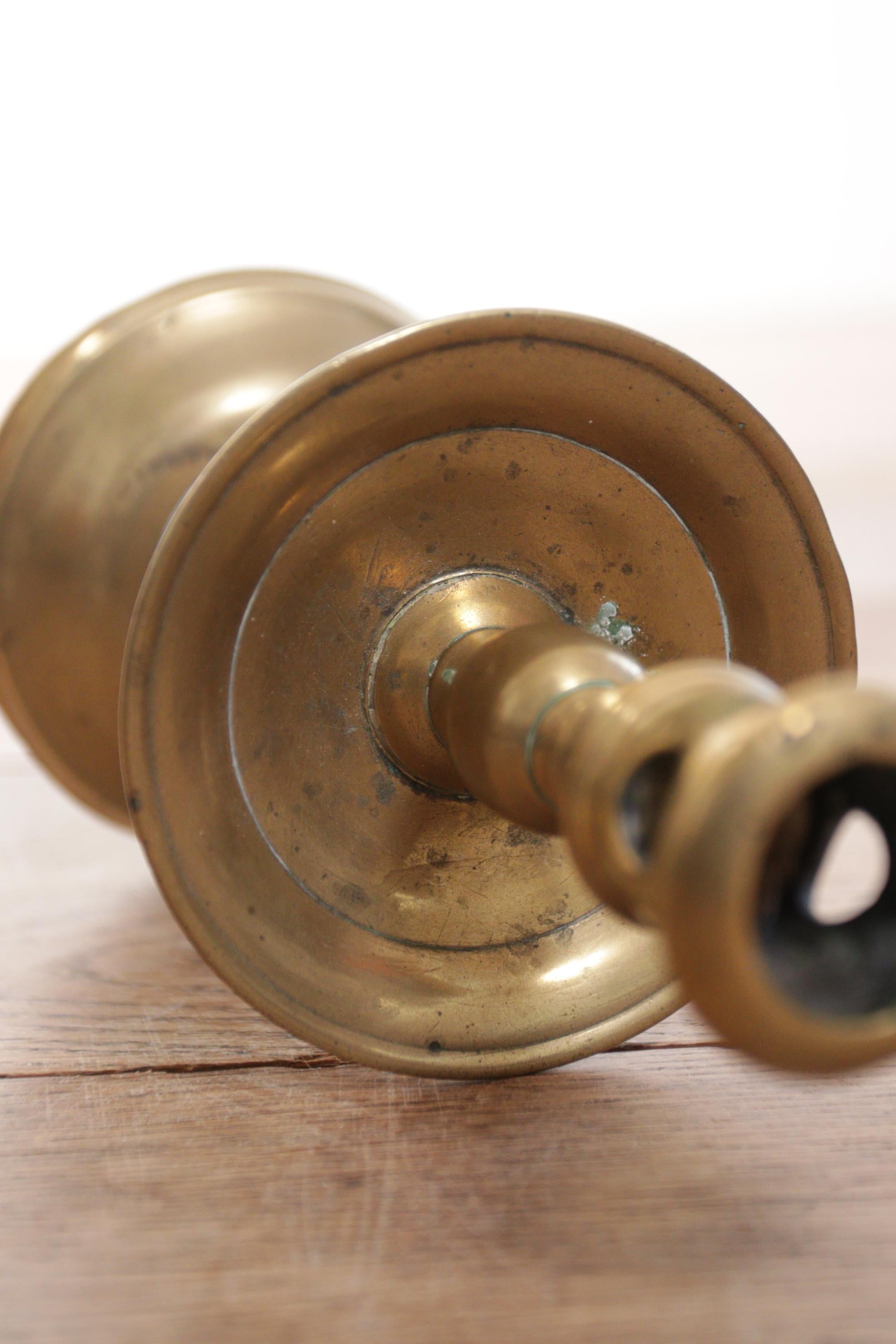 Antique 17th Century Brass 'Collar' / Heemskerk Candlestick, circa 1650 1