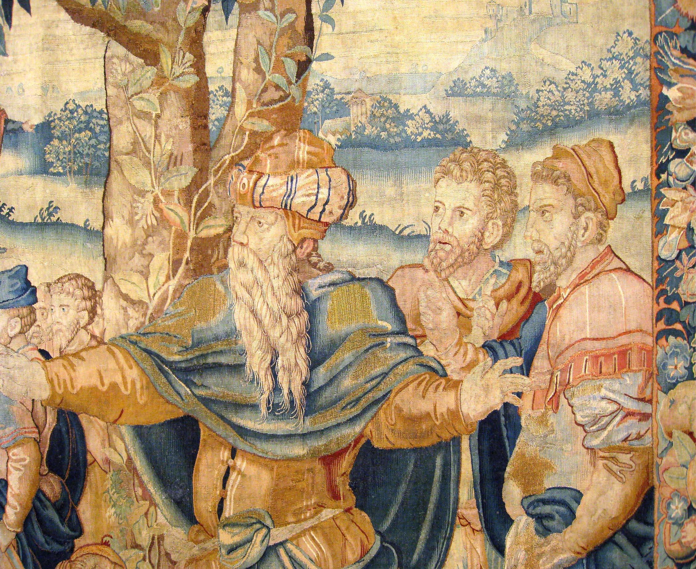 Belgian Antique 17th Century Brussels Old Testament Biblical Isaac Jacob & Esau Tapestry