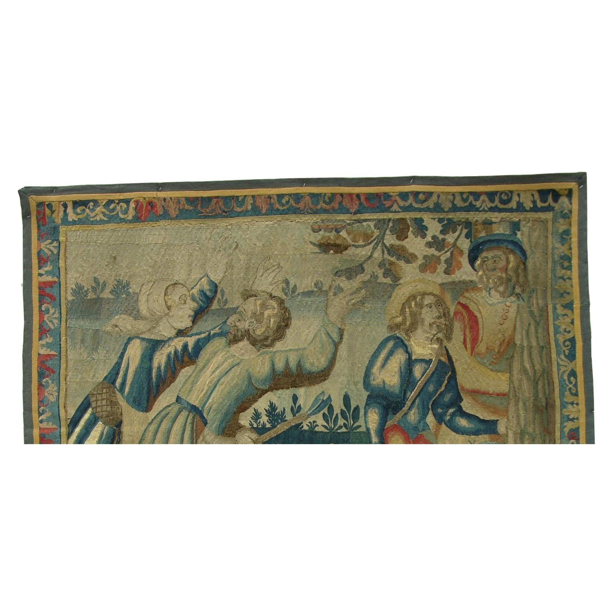 Unknown Antique 17th Century Brussels Tapestry 5' X 4'2